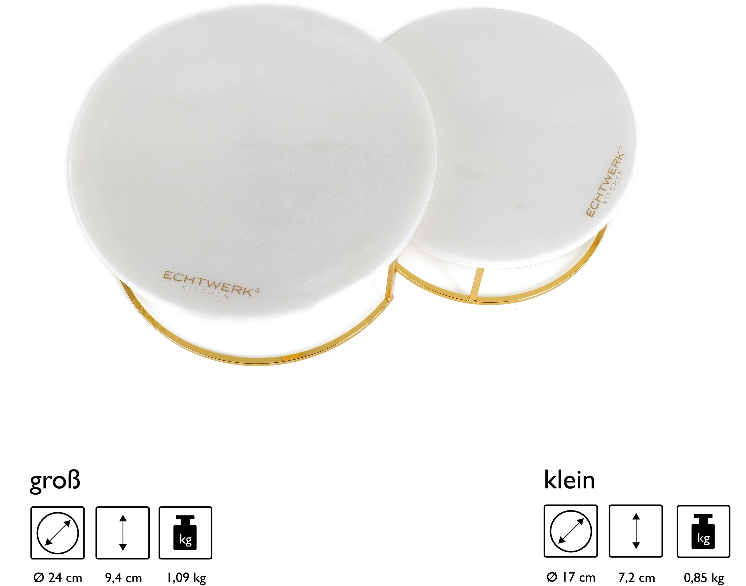 ECHTWERK Etagere »Marmor Etagere«, für Obst, Käse und Dessert mit 2 Ebenen, Ø Marmorplatten ca. 17/ 20 cm