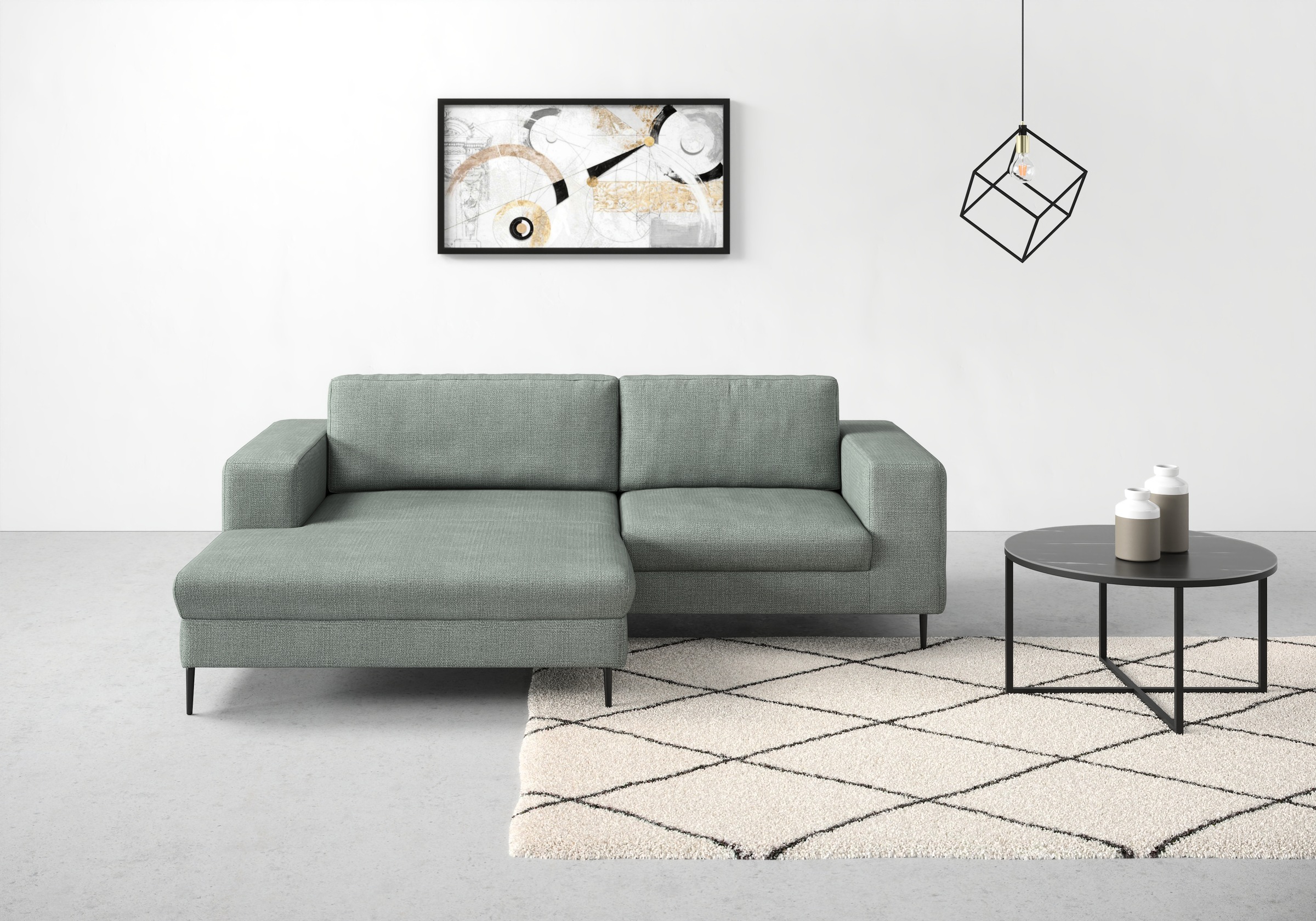 DOMO collection Ecksofa »Modica kompakt und elegant, Breite 244, L-Form«, moderne Optik mit extrabreiter Recamiere, auch in Cord