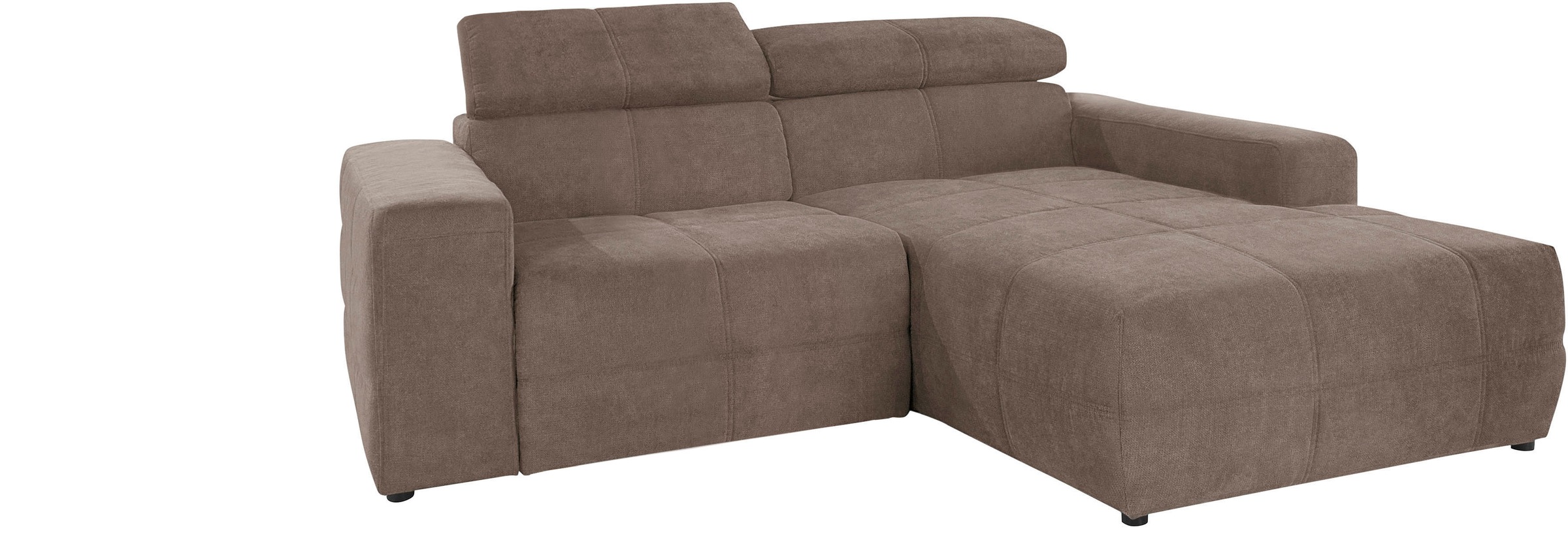 DOMO collection Ecksofa »Brandon, inkl. Kopfteilverstellung, B/T/H: 214/100/80 cm, L-Form«, Mit Kopfteilverstellung, auch in Leder und Cord, L-Form