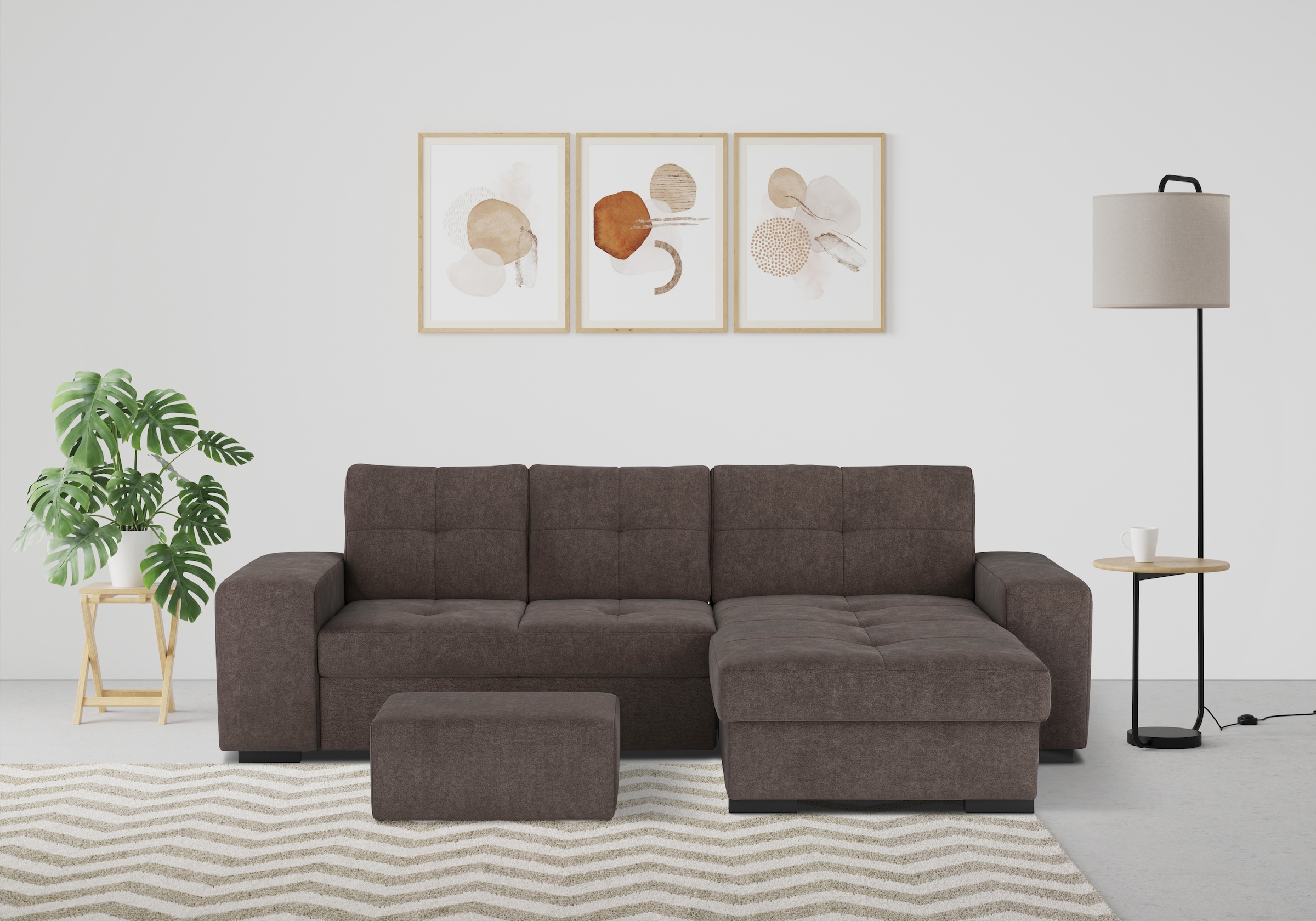 COTTA Ecksofa »Mattina L-Form«, mit Hocker, wahlweise mit Bettfunktion & Be günstig online kaufen