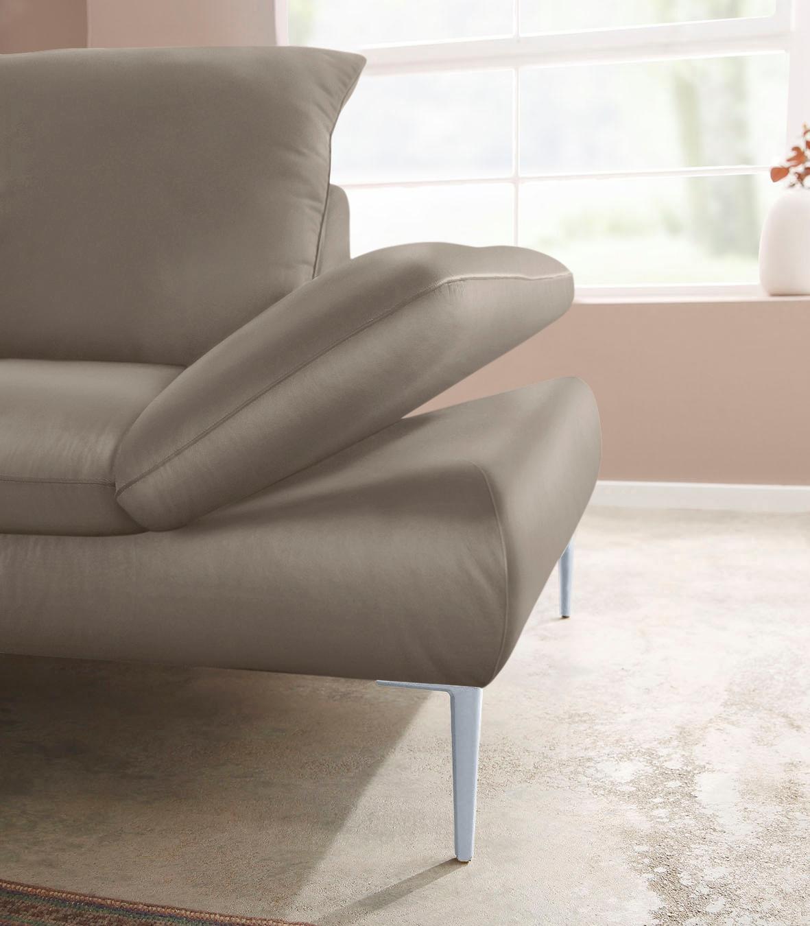 W.SCHILLIG Ecksofa »enjoy&MORE, mit tollem Sitzkomfort, elegant und bequem, L-Form«, mit Sitztiefenverstellung, Füße silber matt, Breite 294 cm