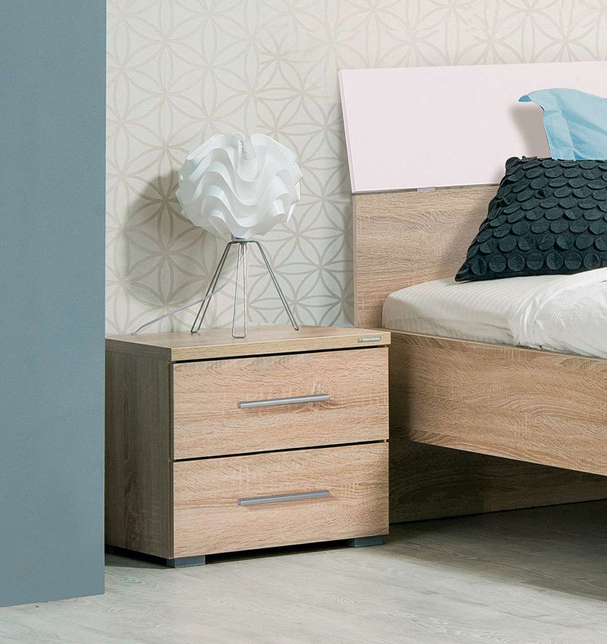 Home affaire Nachtkonsole »Uni Nachttisch, Nachtkommode, Nachtschrank, Beistelltisch, Kommode«, Platzsparend, 2 Schubladen, Griff