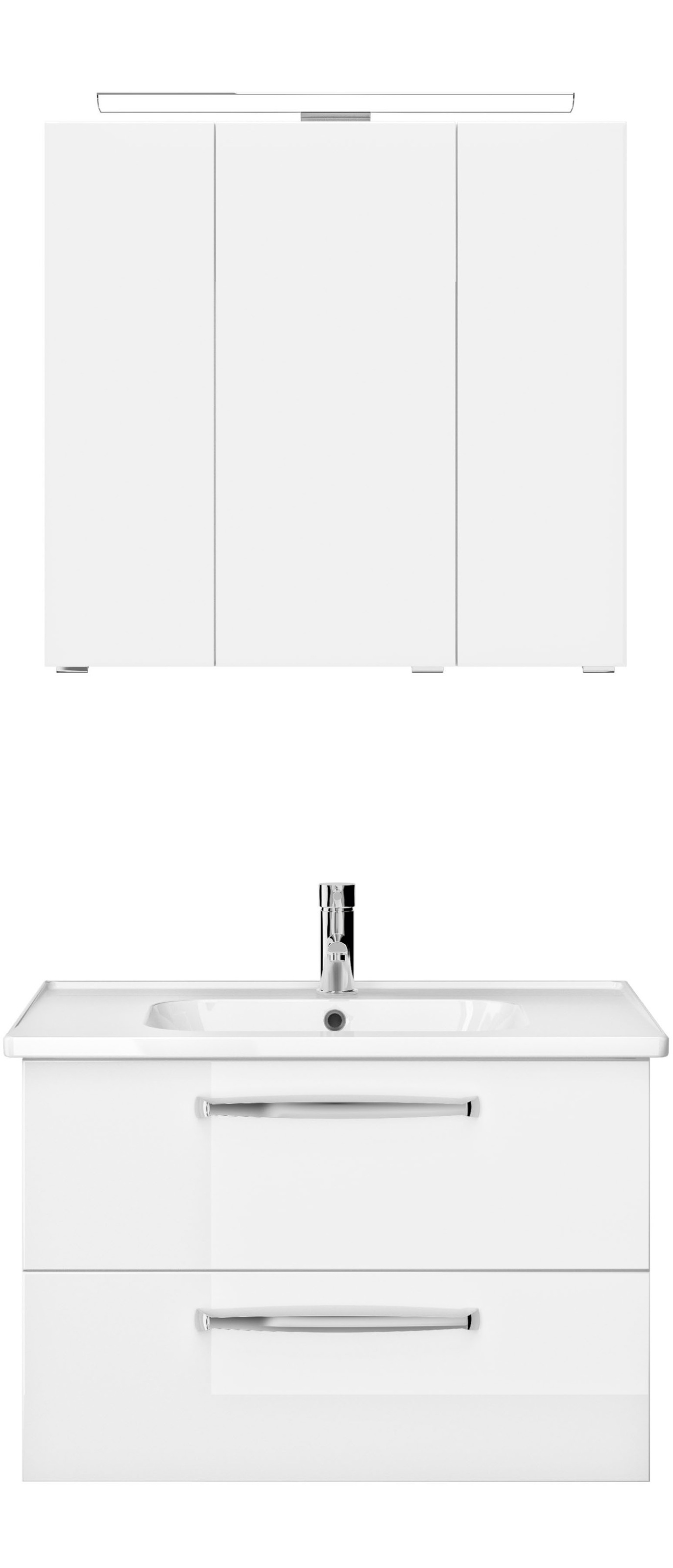 Saphir Badmöbel-Set »Trentino 2-teilig Keramik-Waschtisch, Spiegelschrank mit LED-Leuchte« 3 Stk. tlg.