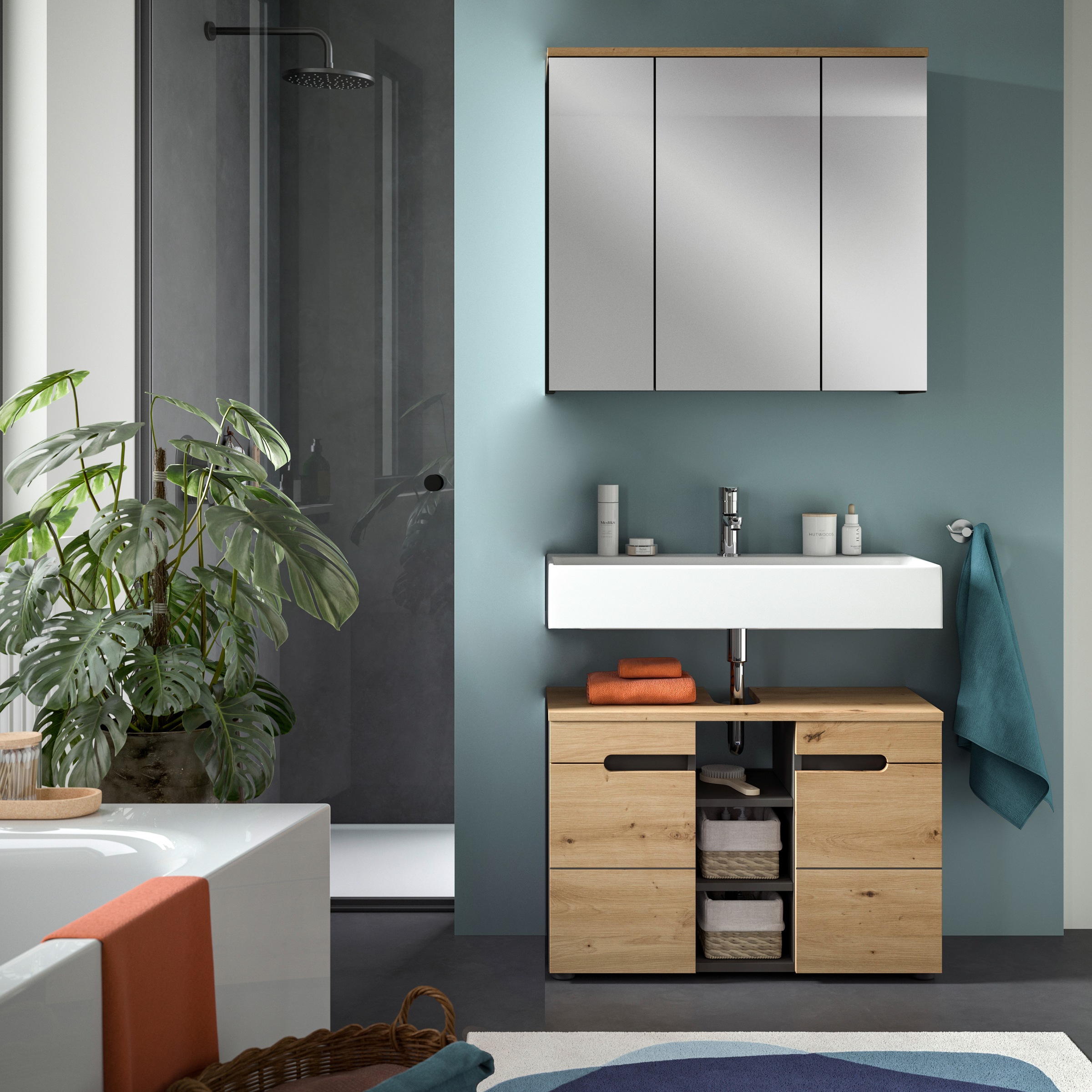 INOSIGN Badmöbel-Set »REHAT, 2-teilig, Breite 80 cm, mit Grifflosen Fronten günstig online kaufen