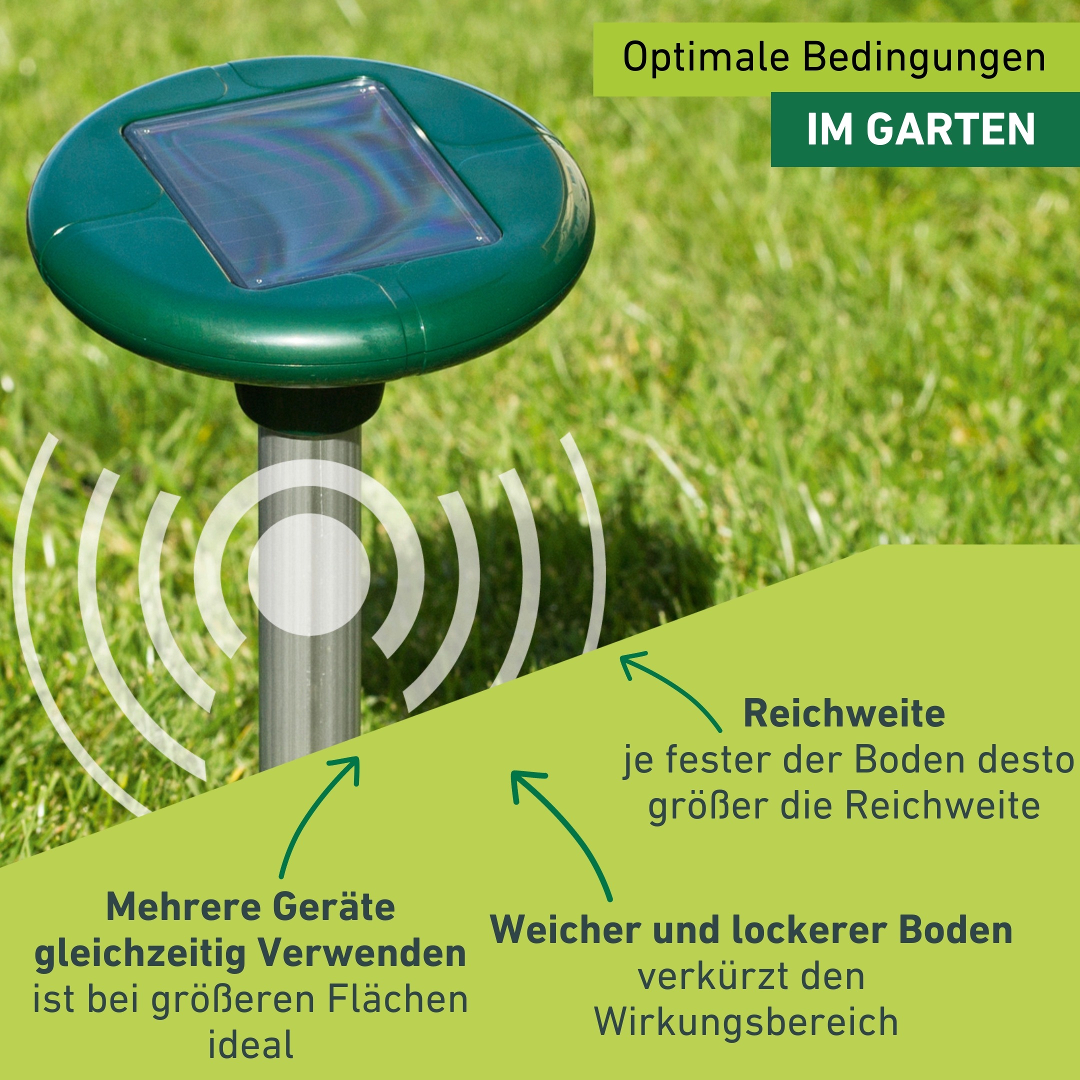 Windhager Ultraschall-Tierabwehr »Maulfwurfschreck und Wühlmausvertreiber Solar« Wirkungsbereich 800 m² mit niederfrequenten Schallwellen, grün