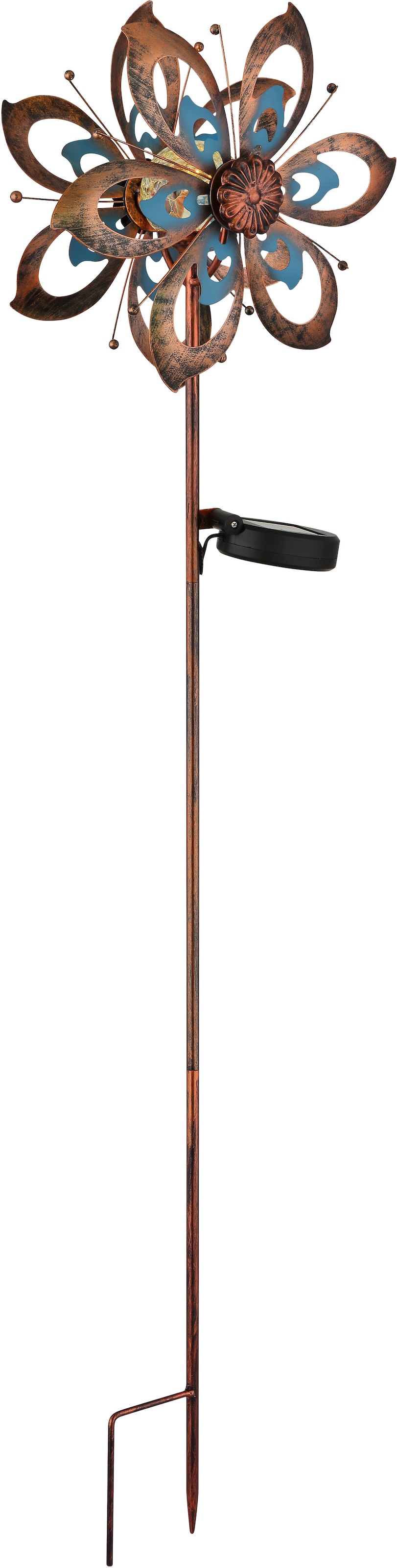 GLOBO LIGHTING LED Solarleuchte »SOLARLEUCHTE METALL GOLDFARBEN PATINIERT, 1XLED« LED-Modul 1 Stk. Warmweiß Solar Garten Terrasse Außenbeleuchtung Dekoleuchten