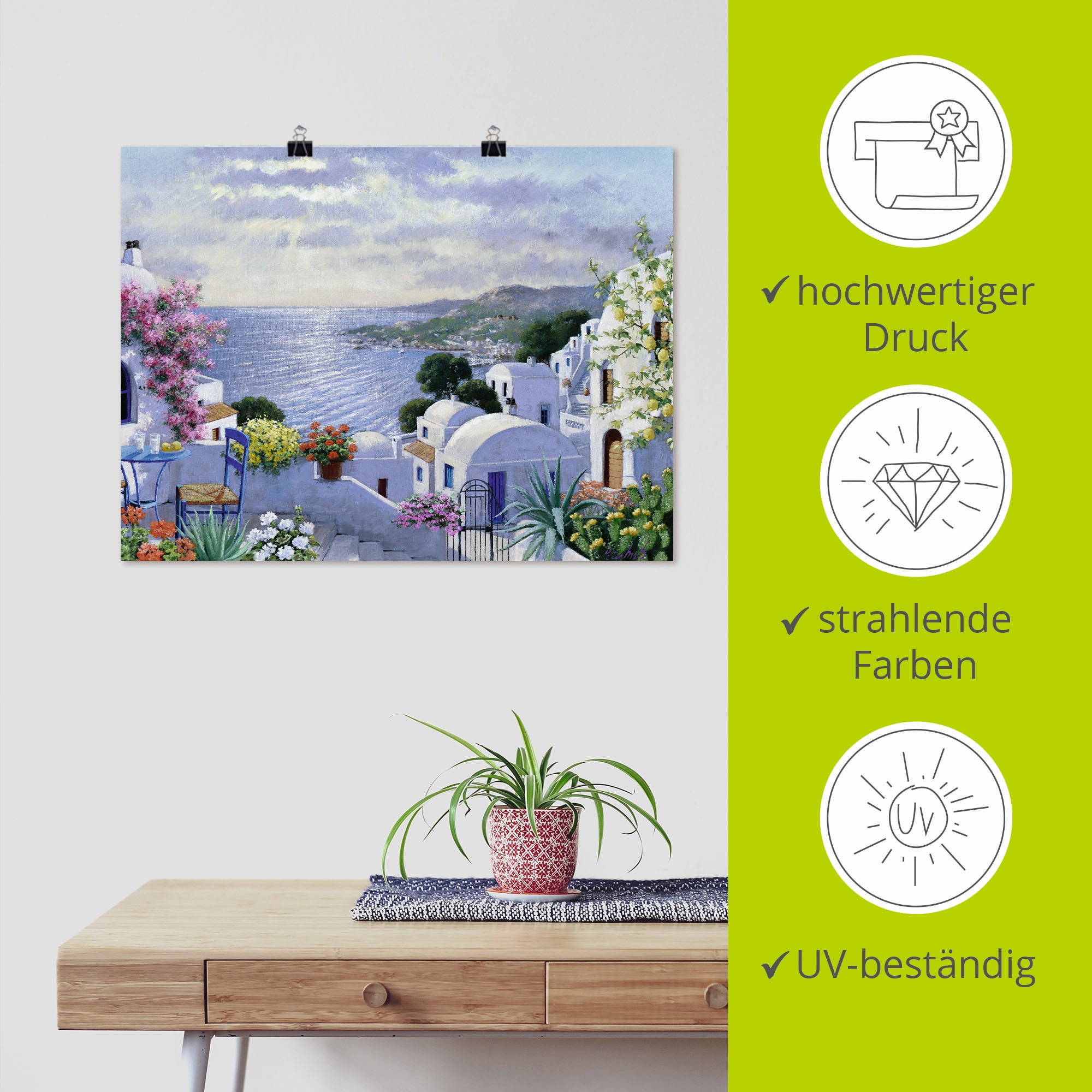 Artland Wandbild »Funkelndes Griechenland« Gewässer 1 Stk. tlg. als Leinwandbild, Poster in verschied. Größen