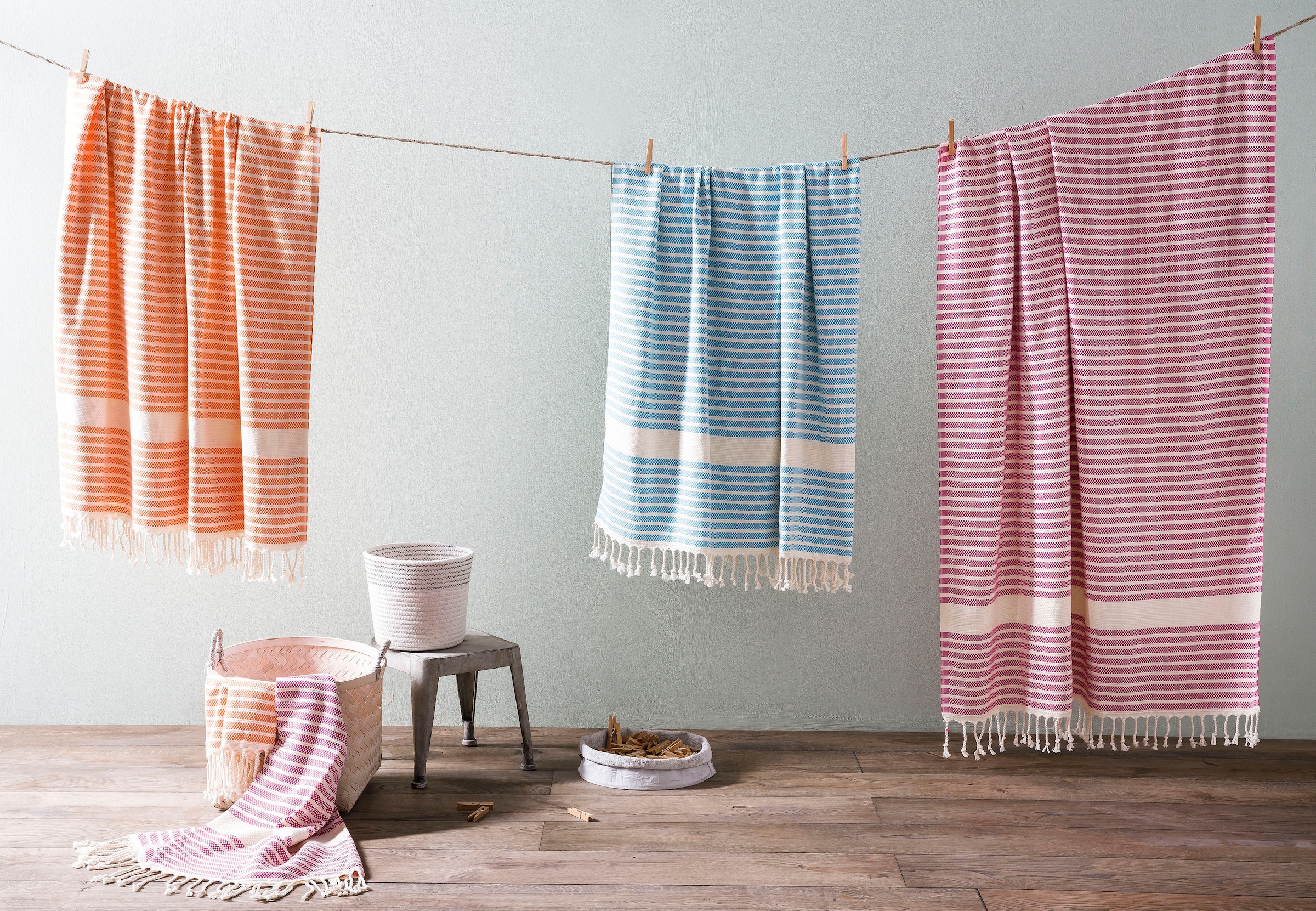 done.® Plaid »Lounge Stripes«, Leichtes Plaid mit geknoteten Fransen