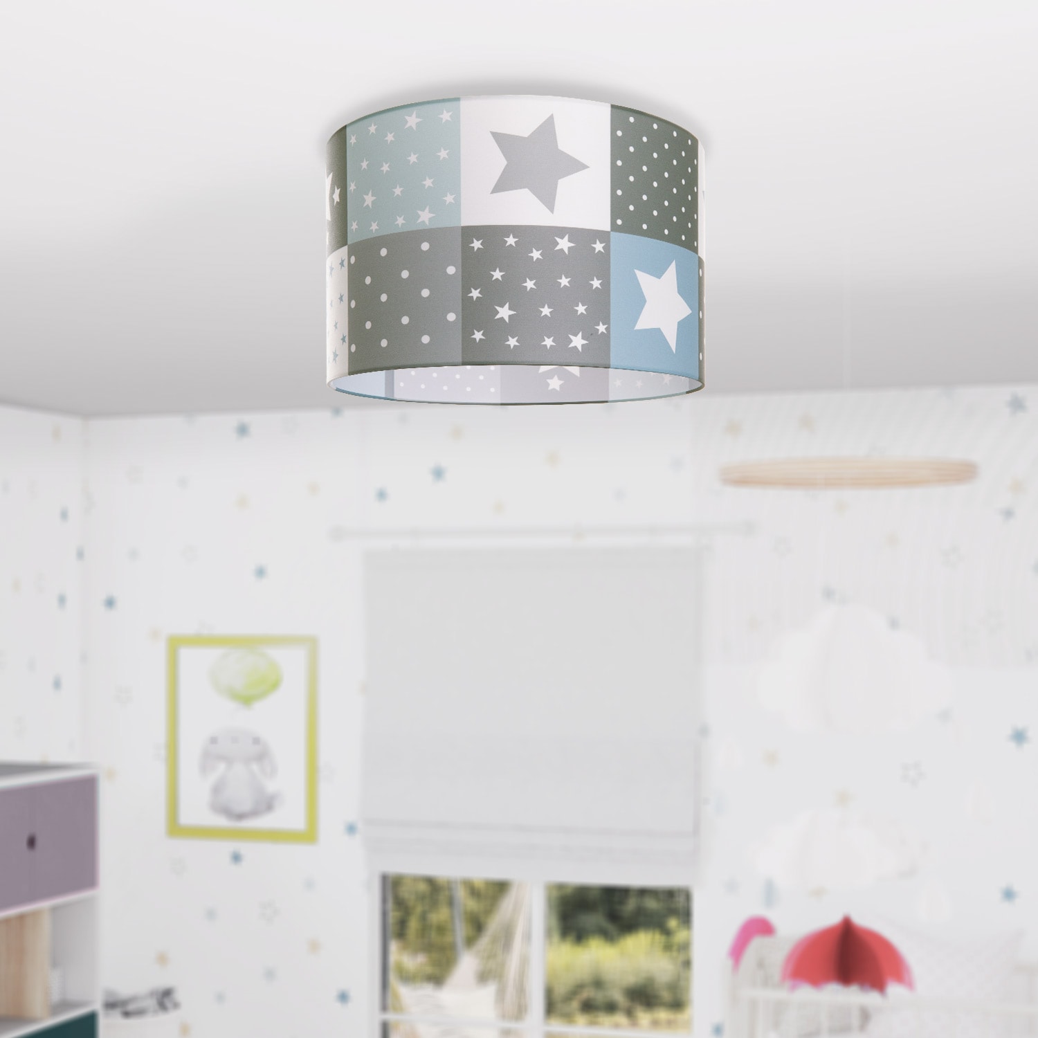Paco Home Deckenleuchte »Cosmo 345«, 1 flammig, Leuchtmittel E27 | ohne Leuchtmittel, Kinderlampe Deckenlampe LED Kinderzimmer Lampe Sternen Motiv E27