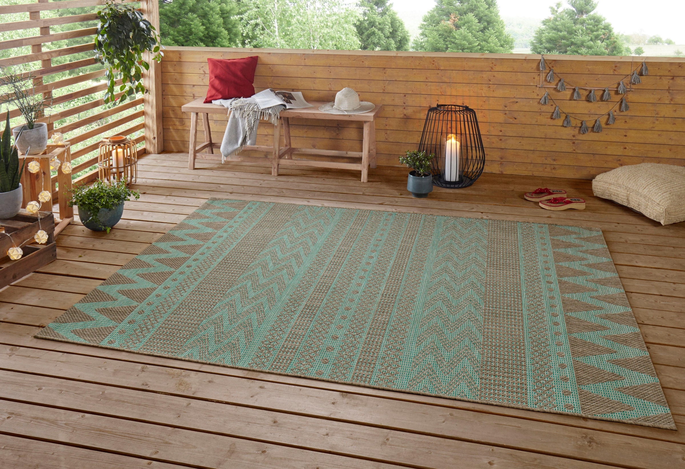 NORTHRUGS Teppich »Sidon«, rechteckig, In-und Outdoor geeignet, Strapazierfähig und pflegeleicht, Flachgewebe