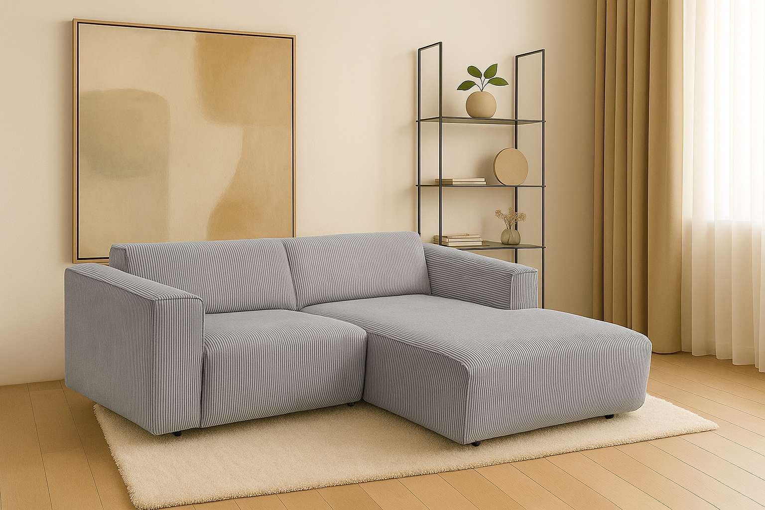 Home affaire Ecksofa »Noord mit Kedernaht, Breite 234 cm, L-Form« Cord, Str günstig online kaufen