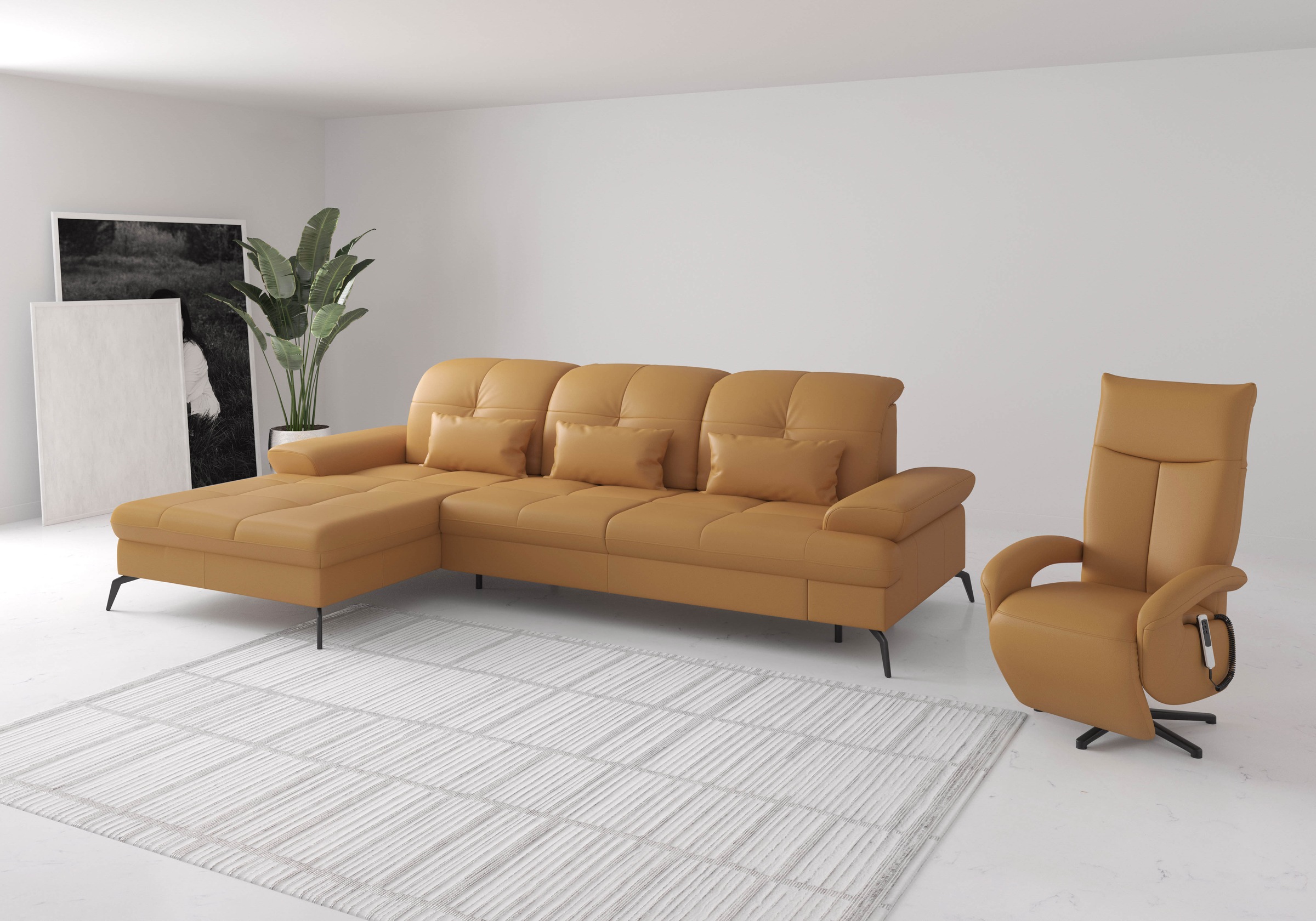 sit&more Ecksofa »Amica, L-Form, inkl. Sitztiefenverstellung & Armteilverstellung«, wahlweise mit Bettfunktion, Bettkasten und Kopfteilverstellung