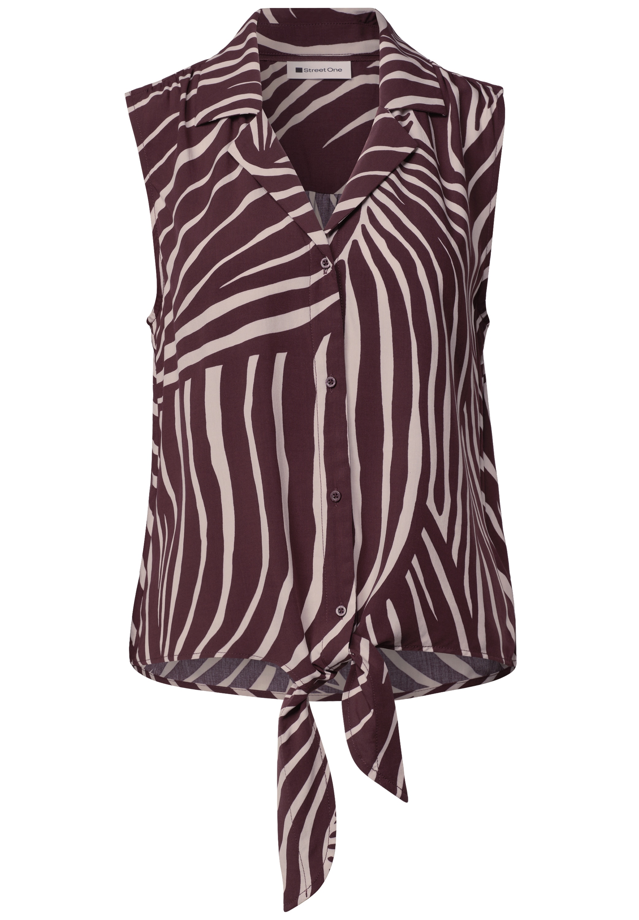 STREET ONE Blusentop Sommerbluse mit Bowling-Kragen und grafischem Muster