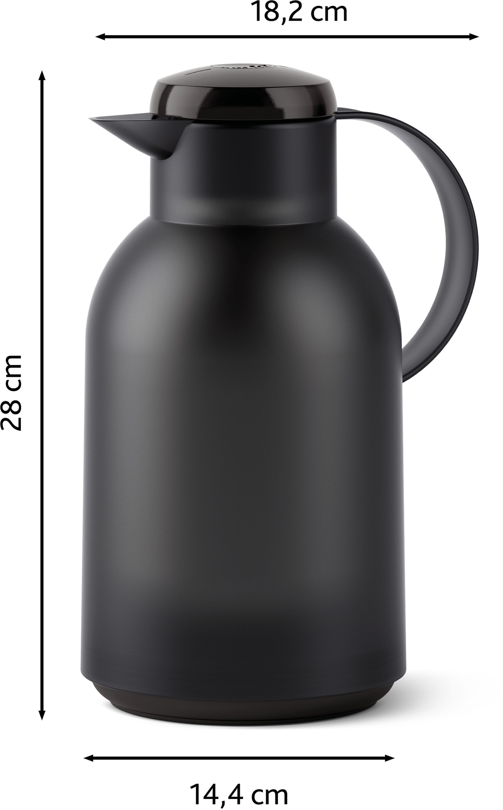 Emsa Isolierkanne »Samba«, 1,5 l, XXL-Modell, zeitloses Design, einfacher Knopfdruck, 24h kalt, 12h warm