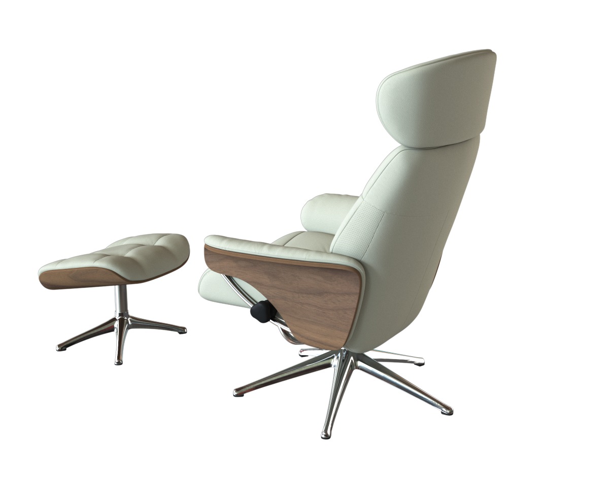 FLEXLUX Relaxsessel »Skagen, Funktionssessel, Premium-Komfort, Armlehnen, Drehbar, Scandi«, Rücken- und Kopfteilverstellung, Fuß Alu, Armlehne Eiche, Drehbar