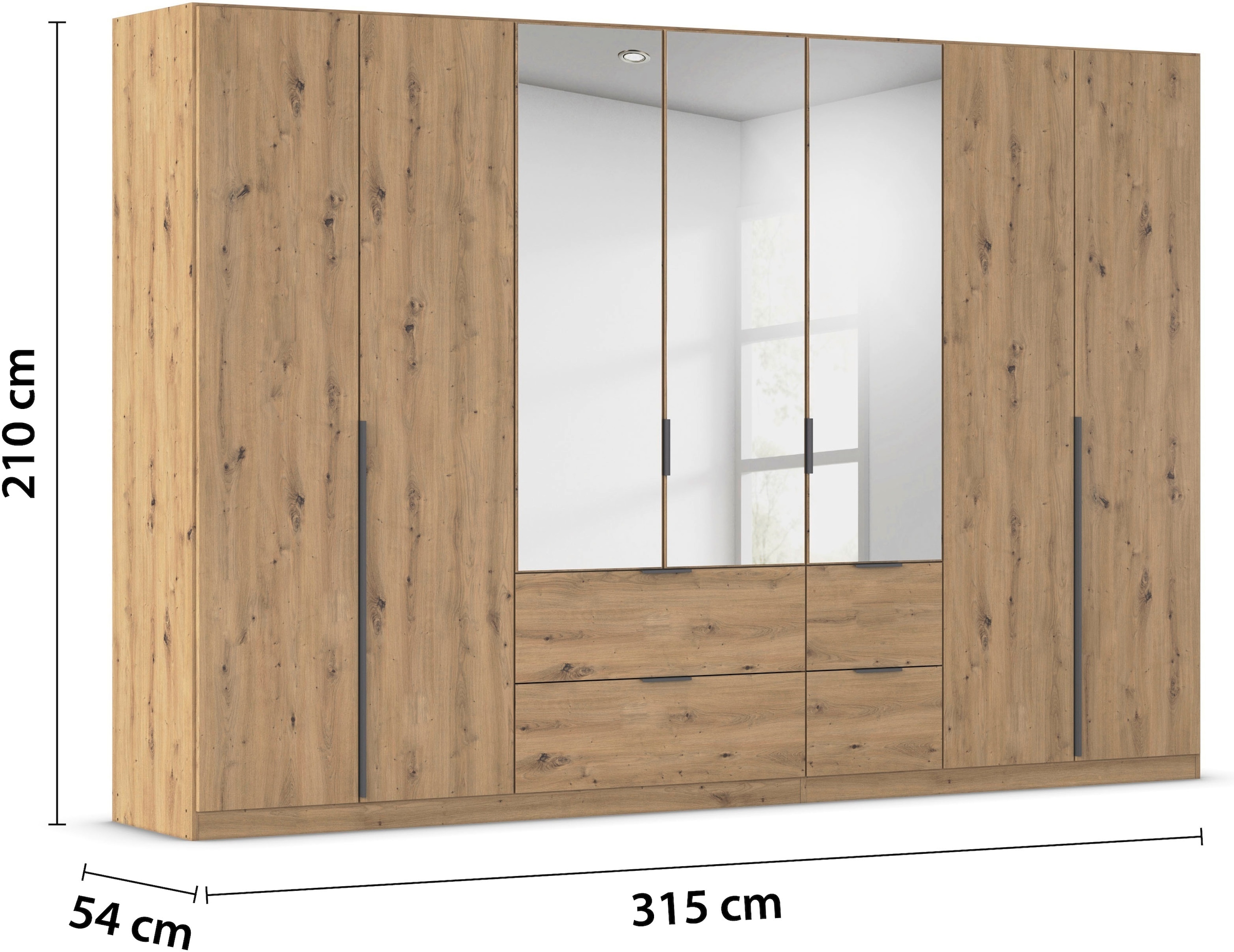 rauch Drehtürenschrank »Kleiderschrank Schrank Garderobe AGORDO mit Dekor- oder Hochglanzfront«, (in zwei Griff-Farben mit Dekor- oder Hochglanzfront), mit Außenschubkästen, in 6 Breiten und 2 Höhen MADE IN GERMANY