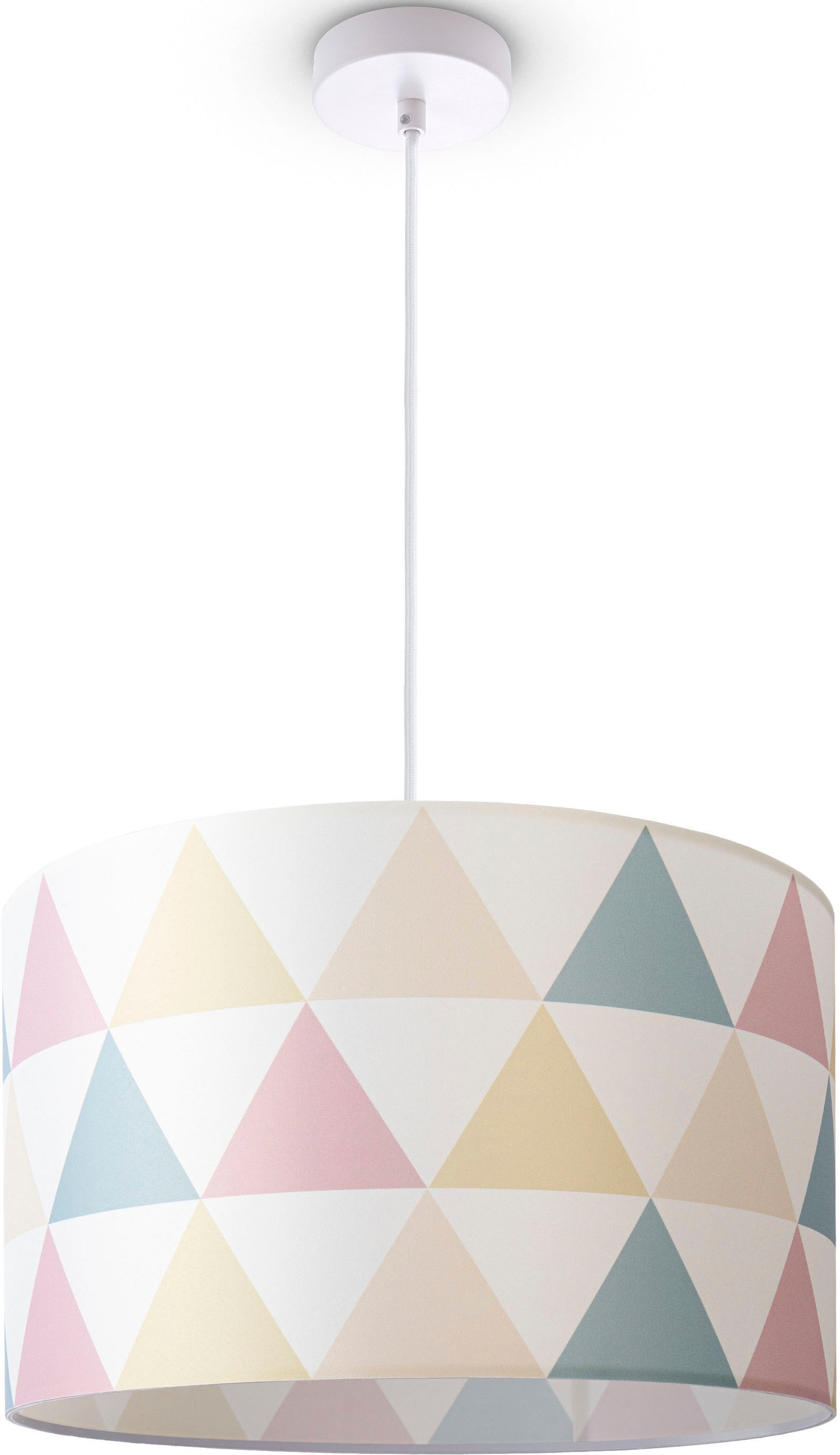 Paco Home Pendelleuchte »Hugo Delta« E27 Wohnzimmer Lampenschirm Modern Pendelleuchte Stoff E27 Dreieck Bunt