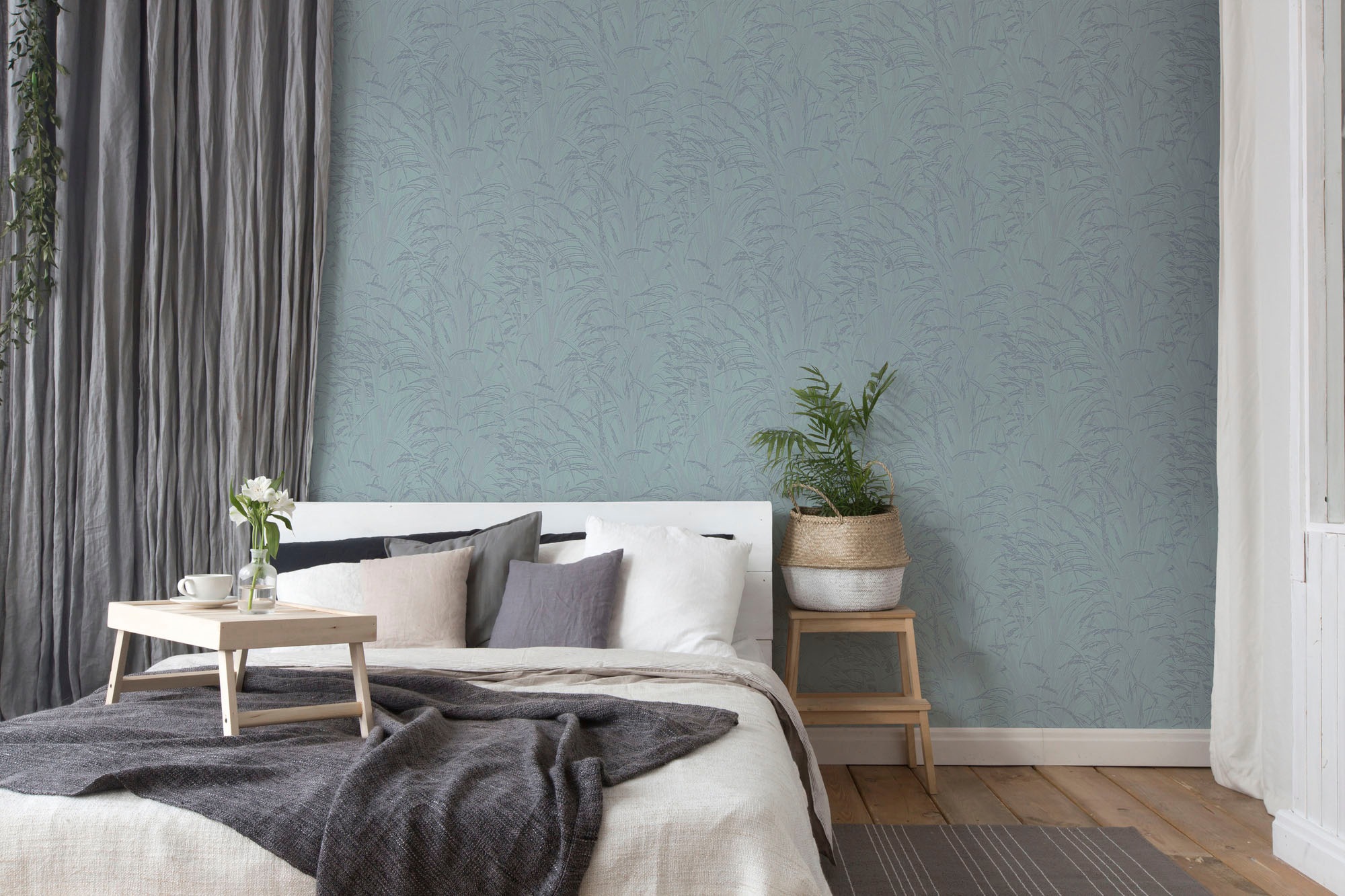 A.S. Création Vliestapete »Hygge«, floral-glänzend-Motiv, Tapete Schilfgras Tapete Pampasgras Tapeten Wohnzimmer Schlafzimmer