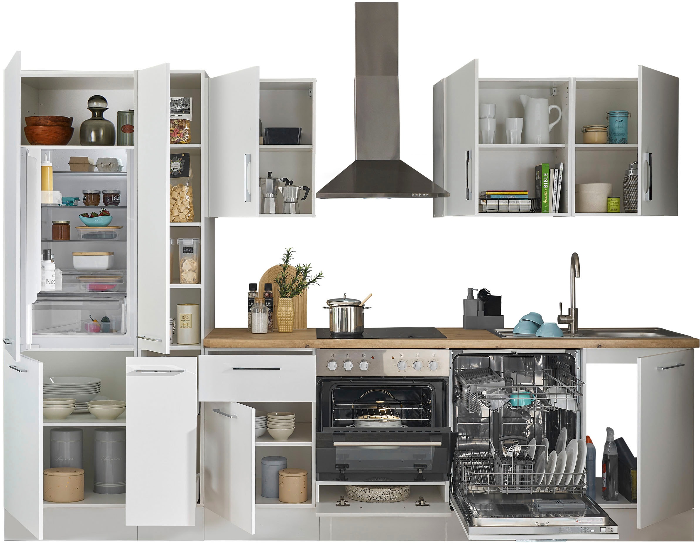 BASIC by Balculina Küchenzeile »Turin« Breite 310 cm, wahlweise mit E-Geräten