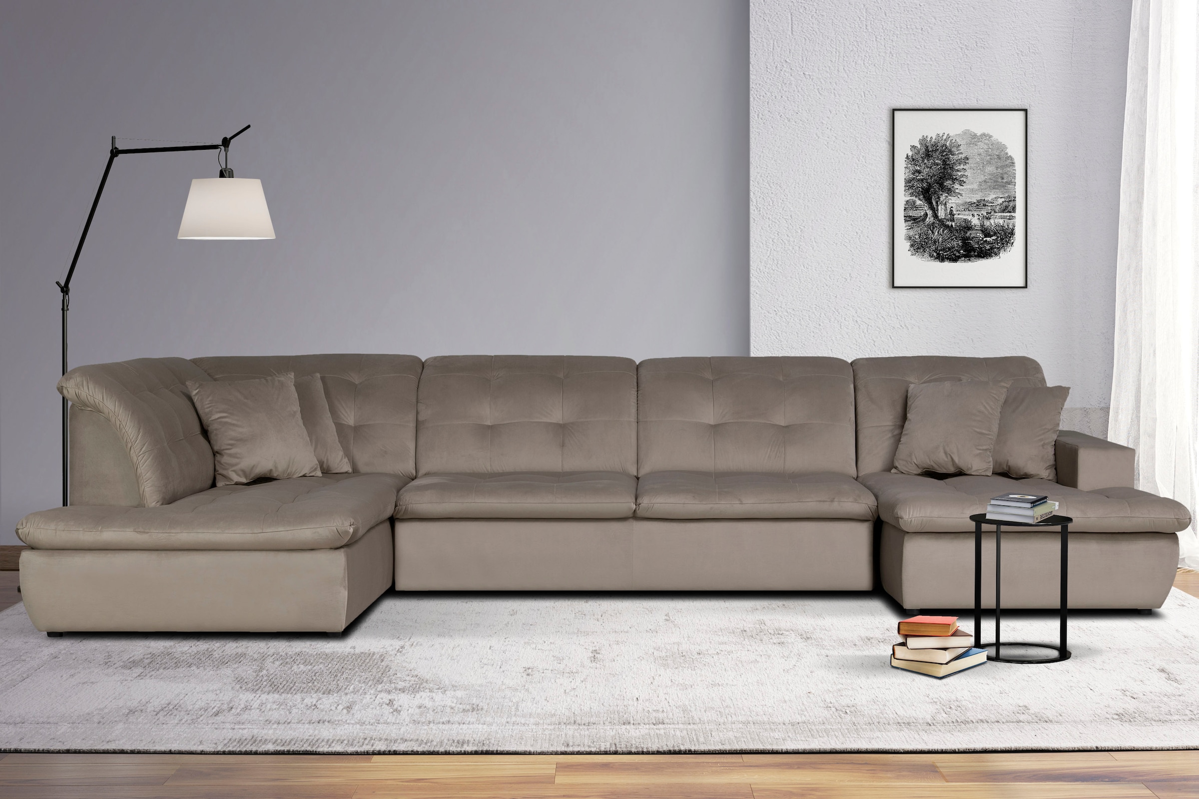 INOSIGN Wohnlandschaft »BRISBANE NEU U-Form«, mit feiner Steppung, Matten-Optik, incl. Zierkissen