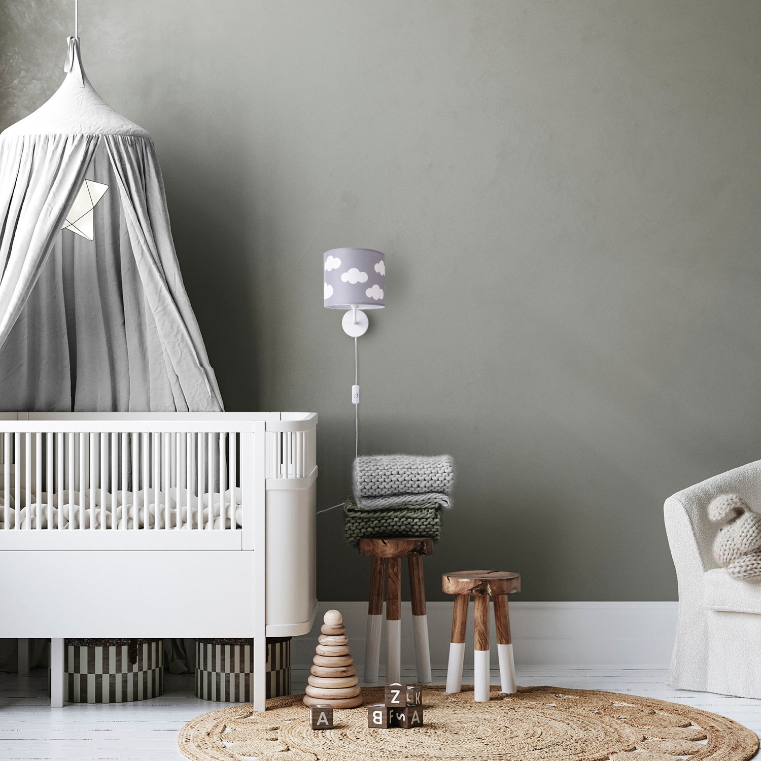 Paco Home Wandleuchte »Luca Cosmo«, Leuchtmittel E14 | ohne Leuchtmittel, Kinderzimmer Wandleuchte Kind Kinderlampe Wolken Himmel Mit Stecker