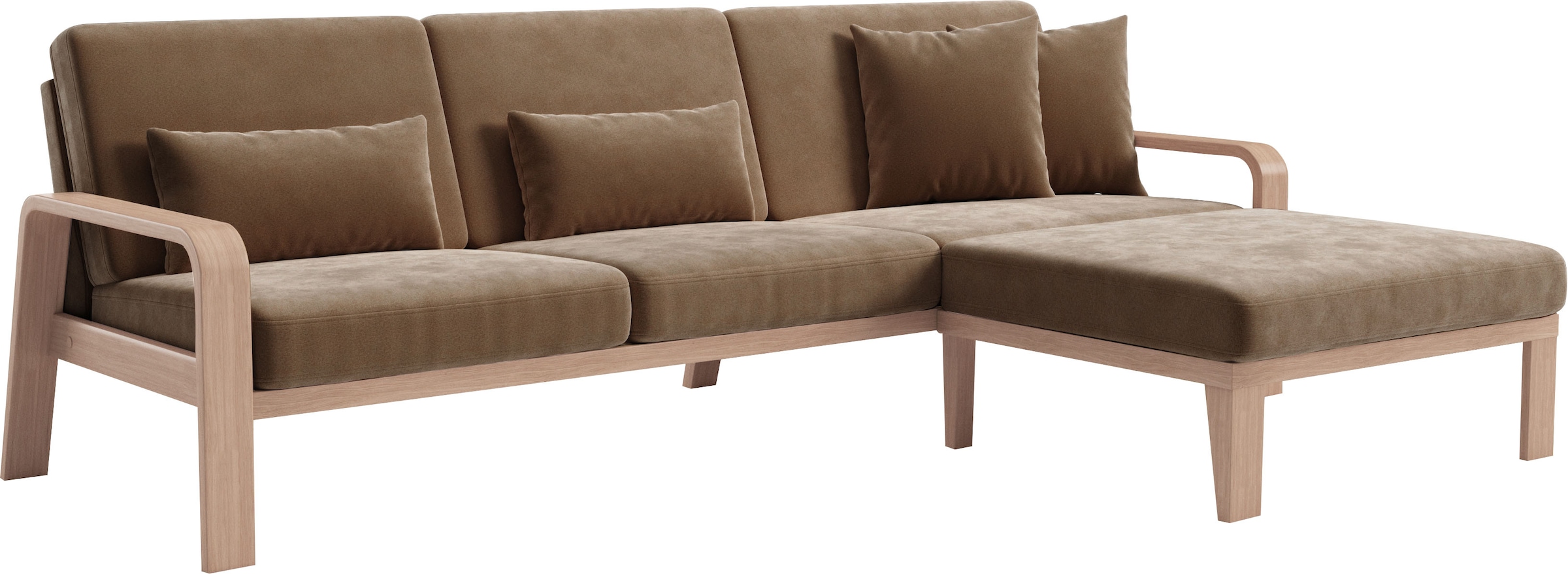 sit&more Ecksofa »Kolding L-Form«, Armlehnen aus Buchenholz in natur, verschiedene Bezüge und Farben