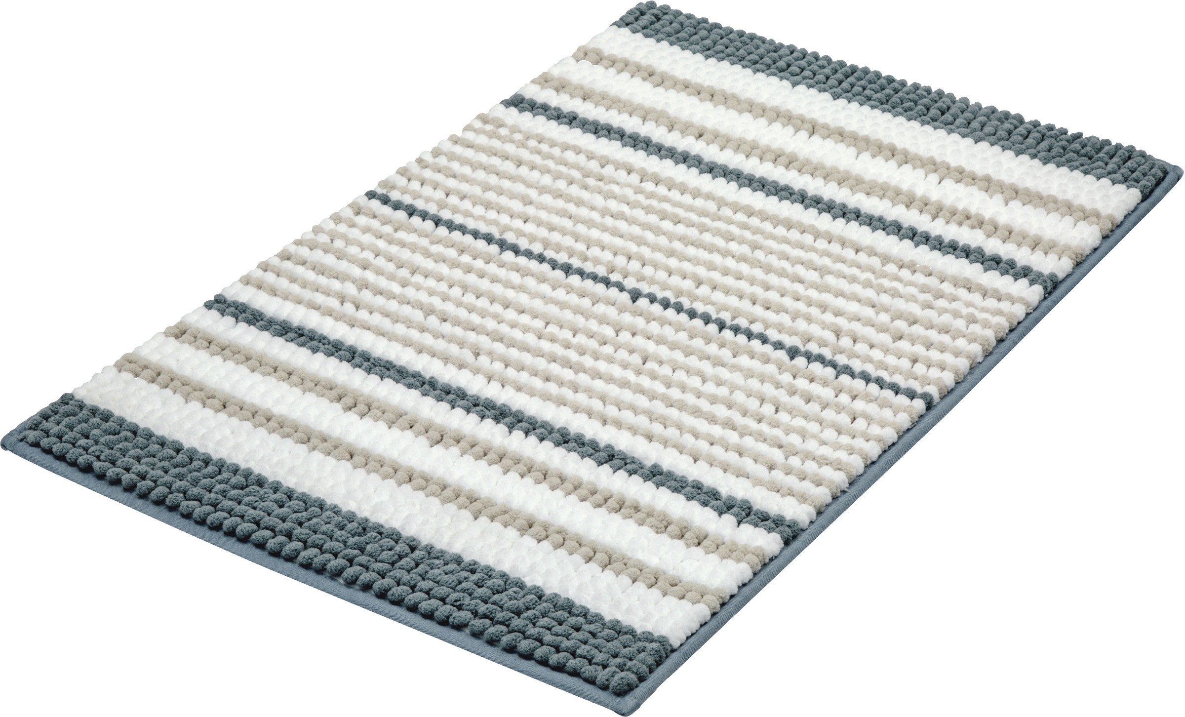 KLEINE WOLKE Badematte »Bola« Höhe 18 mm rutschhemmend beschichtet fußbodenheizungsgeeignet Badteppich, modernes Streifen Design, waschbar blau...