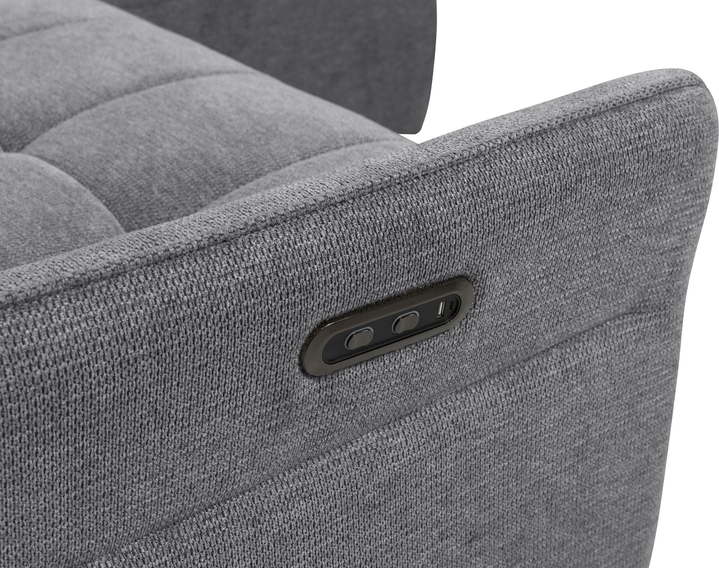 INOSIGN Ecksofa »DENIO 3-Sitzer, L-Form (Breite 209cm), elektr. Relaxfunktion, USB-A/C«, Liegefunktion durch Recliner, Federkernpolsterung