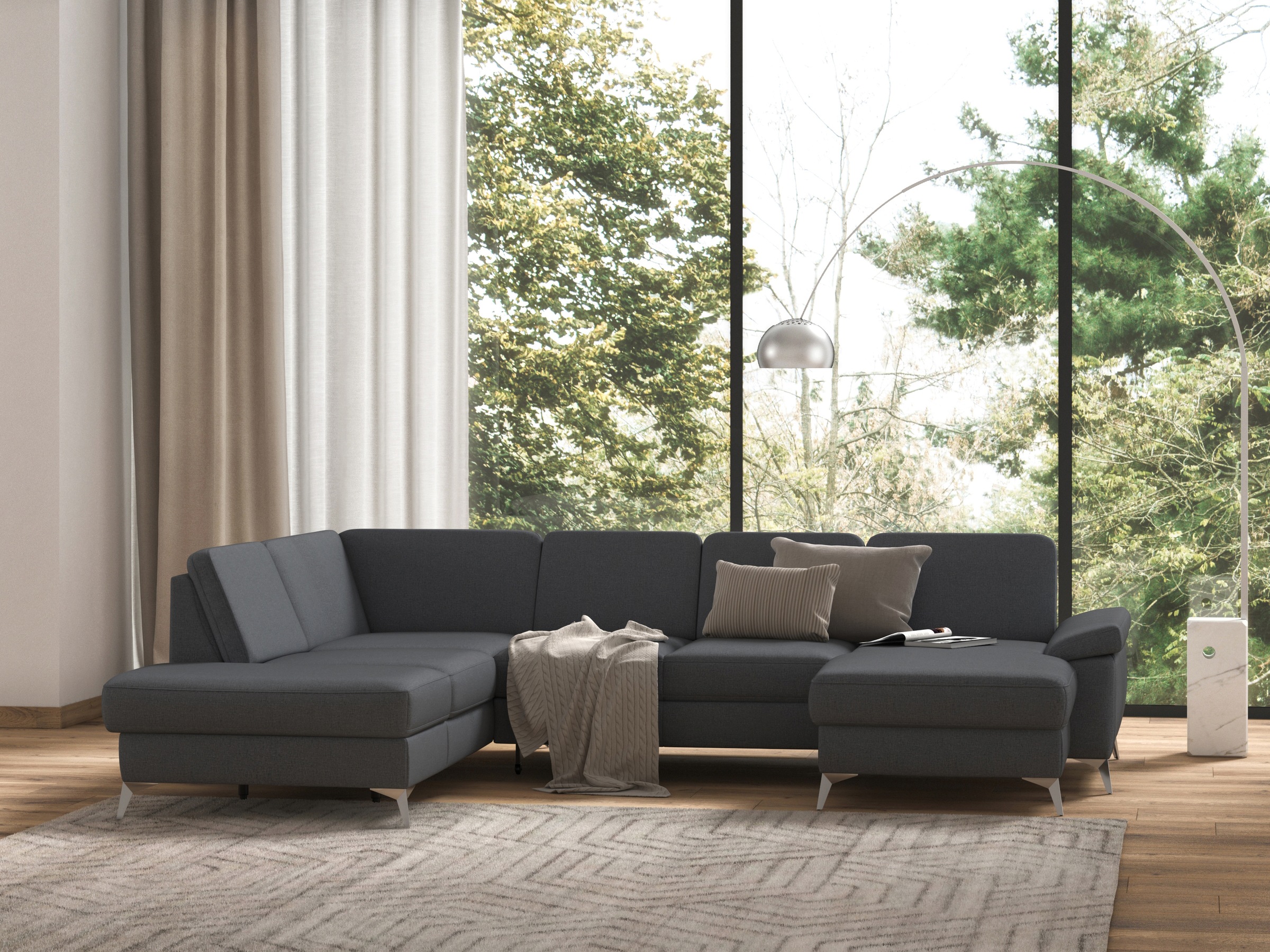 sit&more Wohnlandschaft »Padua U-Form«, inklusive Sitztiefenverstellung, Armteilfunktion und Federkern