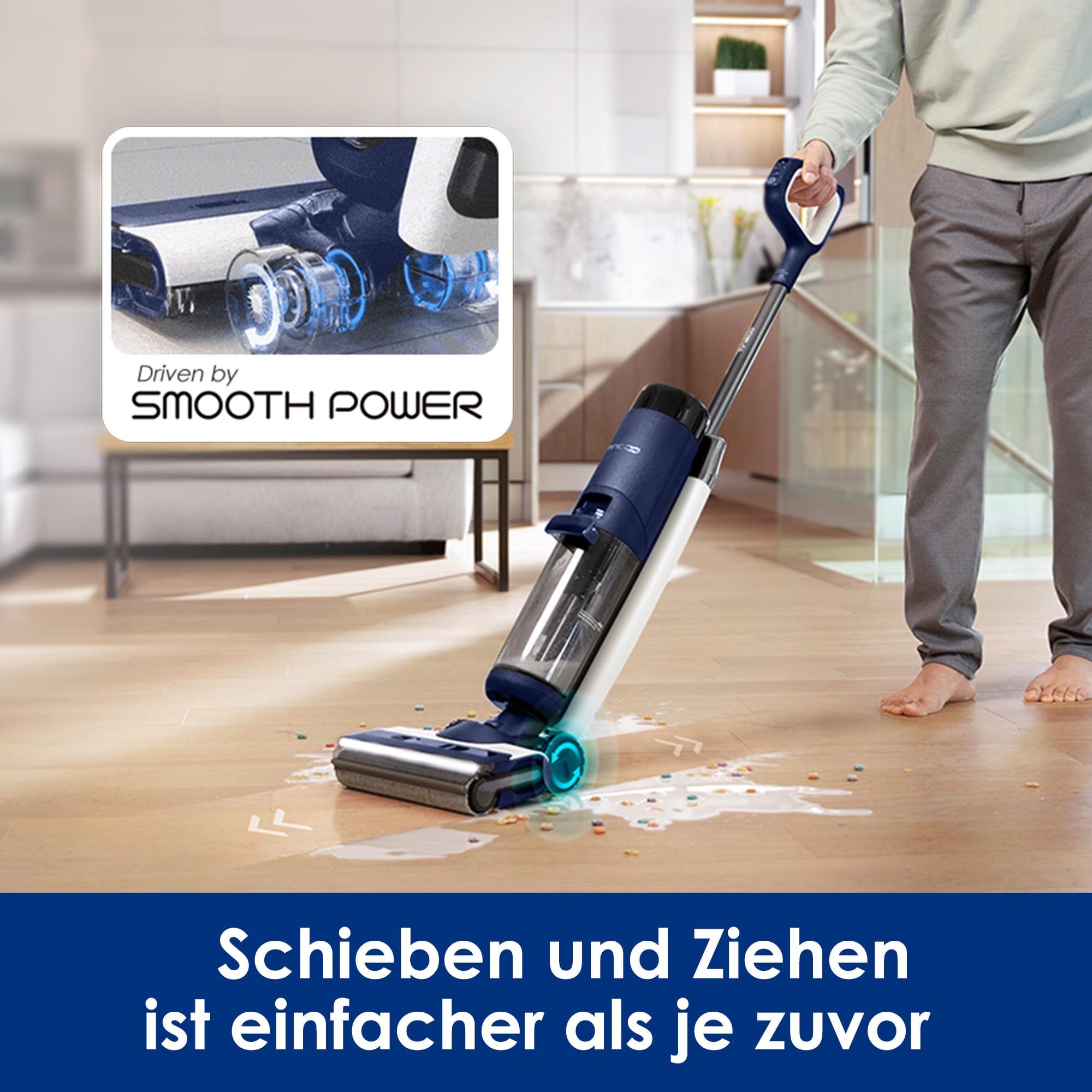 Tineco Nass-Trocken-Sauger »Floor One S7 Flashdry PET, 70° Grad Heißluft-Trocknung, 40 Min Akku,«, beidseitige Kantenreinigung, automatische Anpassung der Saugleistung