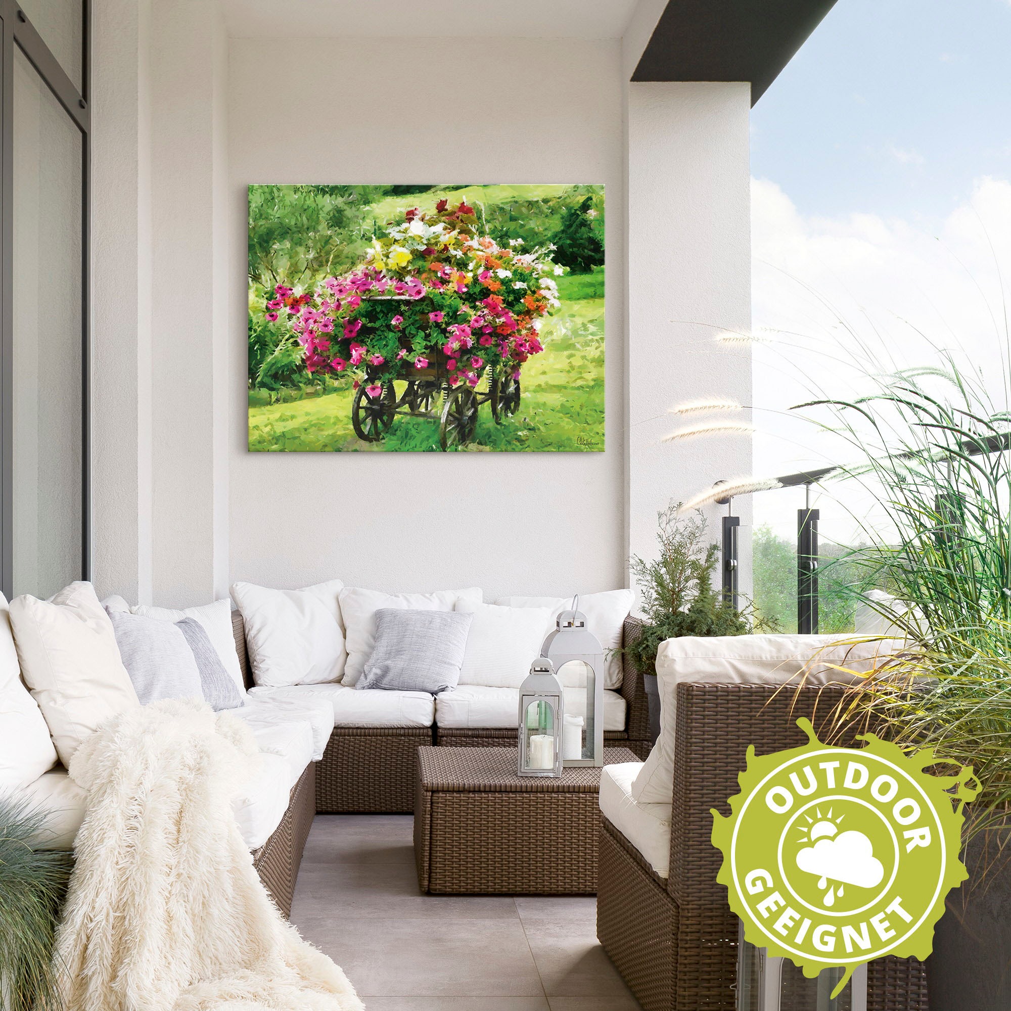 Artland Wandbild »Kutsche mit Blumen«, Blumenbilder, (1 St.), als Alubild, Outdoorbild, Leinwandbild, Poster in verschied. Größen