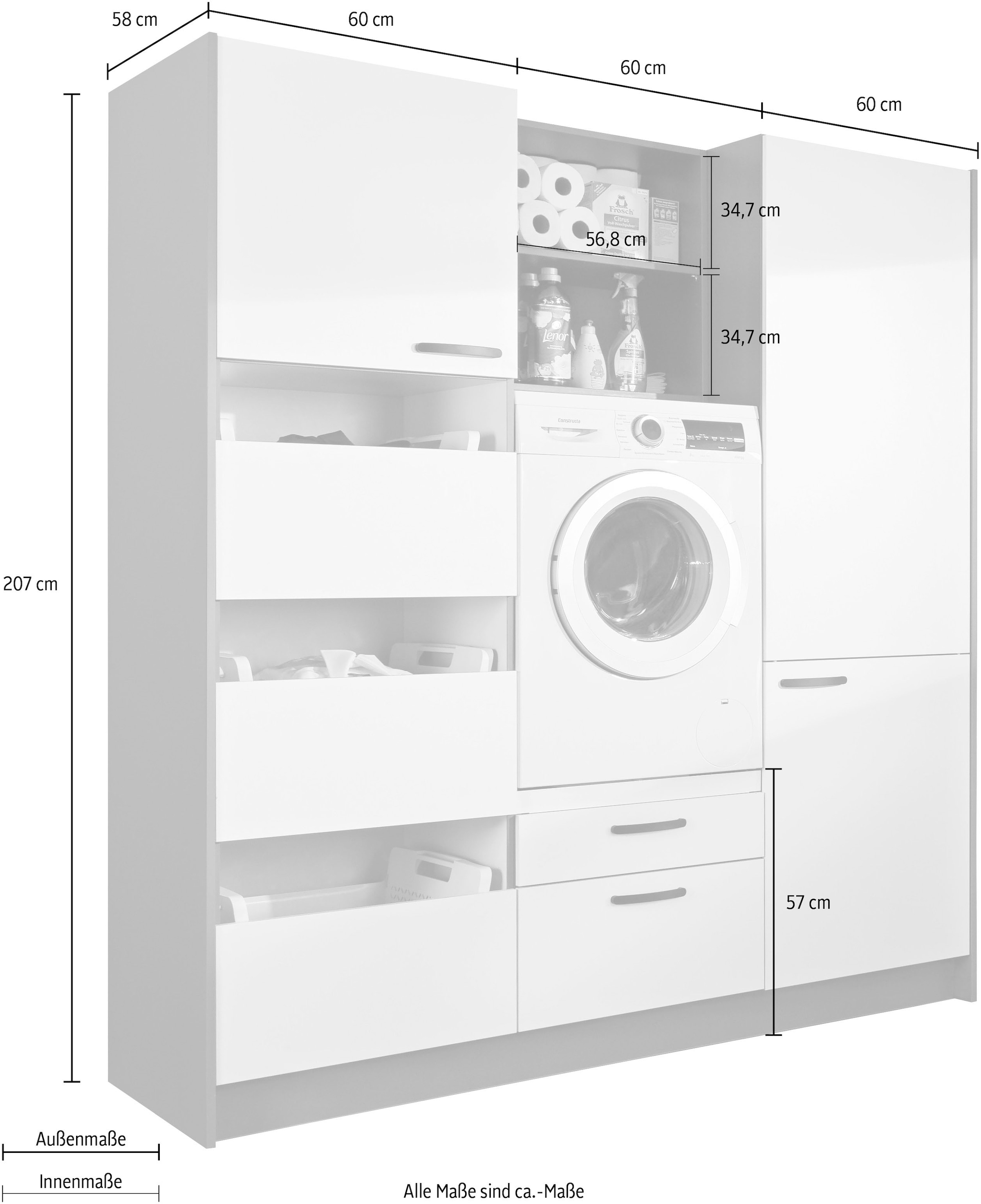 Express Küchen Schrank-Set ohne vormontiert, Raten auf mit Soft-Close-Funktion, Geräte, »Arta«, St.), 185cm (7 Stellbreite kaufen