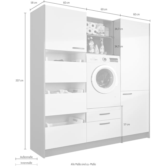 Express Küchen Schrank-Set »Arta«, (7 St.), ohne Geräte, vormontiert, mit  Soft-Close-Funktion, Stellbreite 185cm auf Raten kaufen