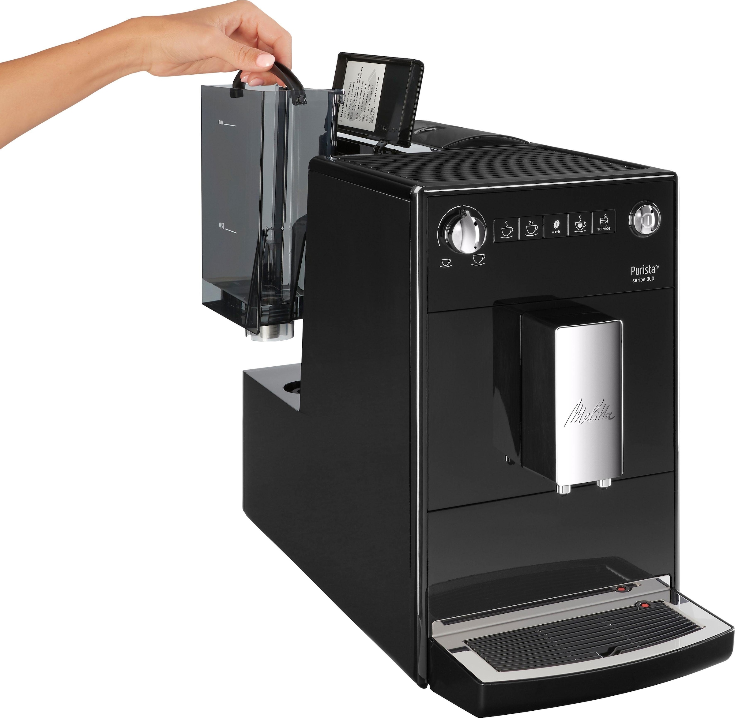 Melitta Kaffeevollautomat »Purista® F230-101, silber/schwarz«, Lieblingskaffee-Funktion, kompakt & extra leise