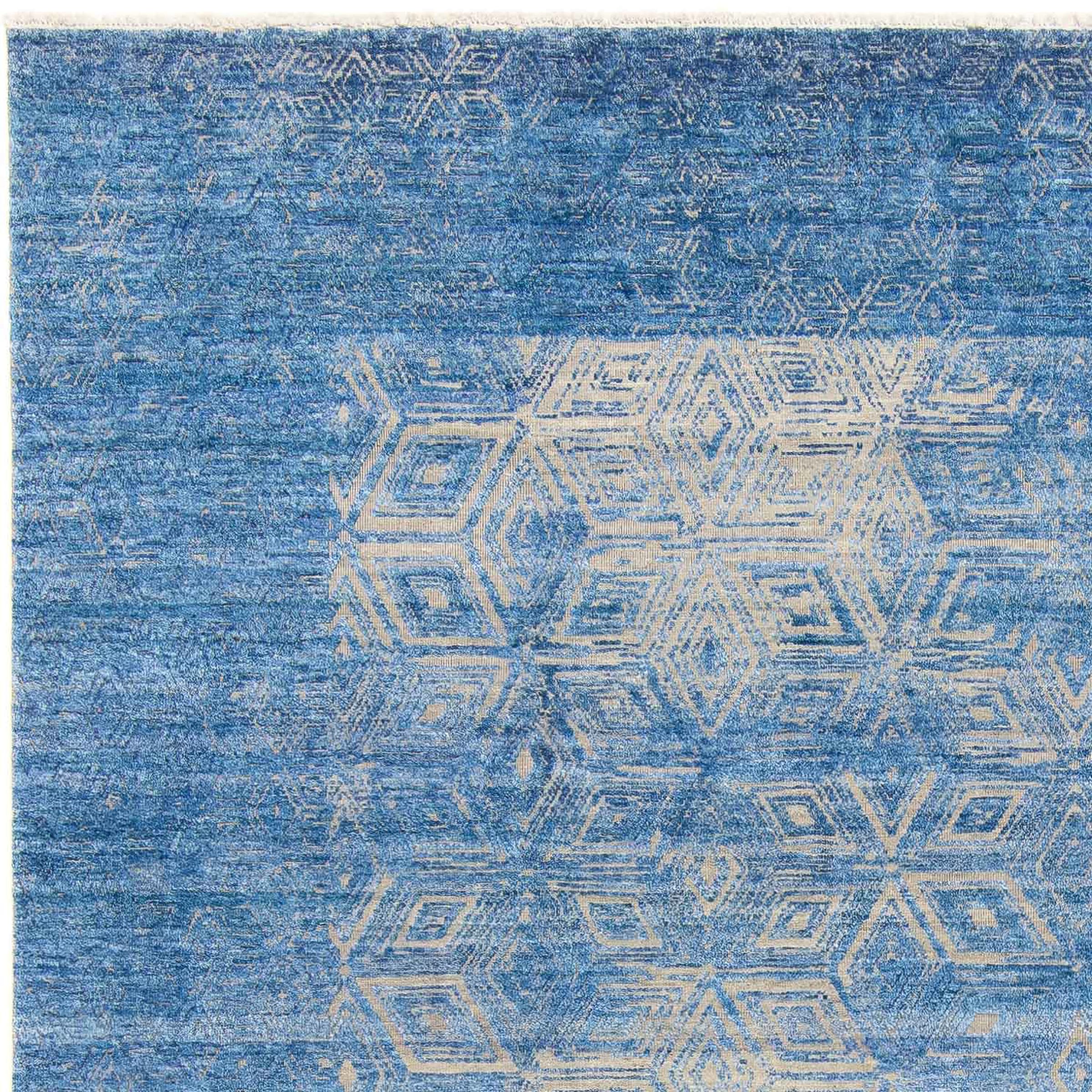 morgenland Designteppich »Designer - 307 x 248 cm - blau«, rechteckig, Wohnzimmer, Handgeknüpft, Einzelstück mit Zertifikat