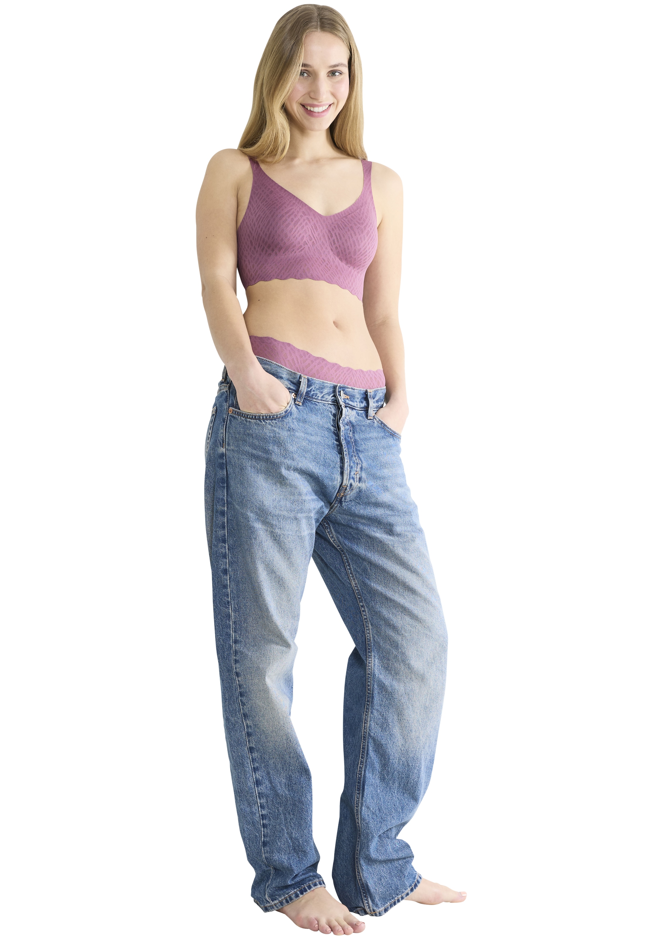 sloggi Bustier »ZERO Feel Bliss Bralette«, Nahtlos, V-Ausschnitt, Stretch-Spitze