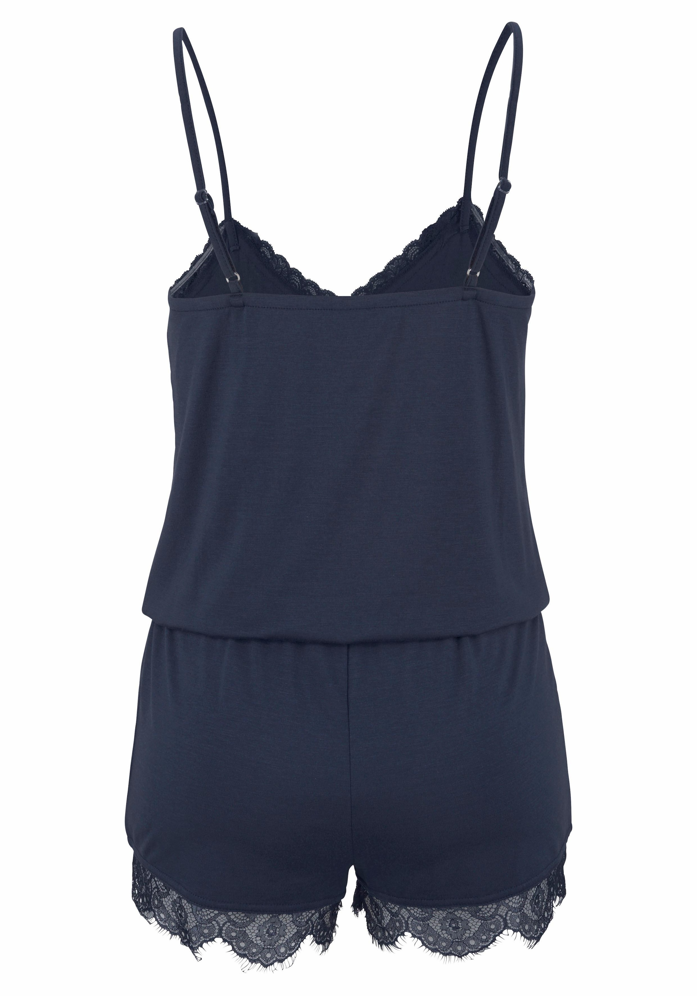 LASCANA Playsuit, mit Spitzensaum