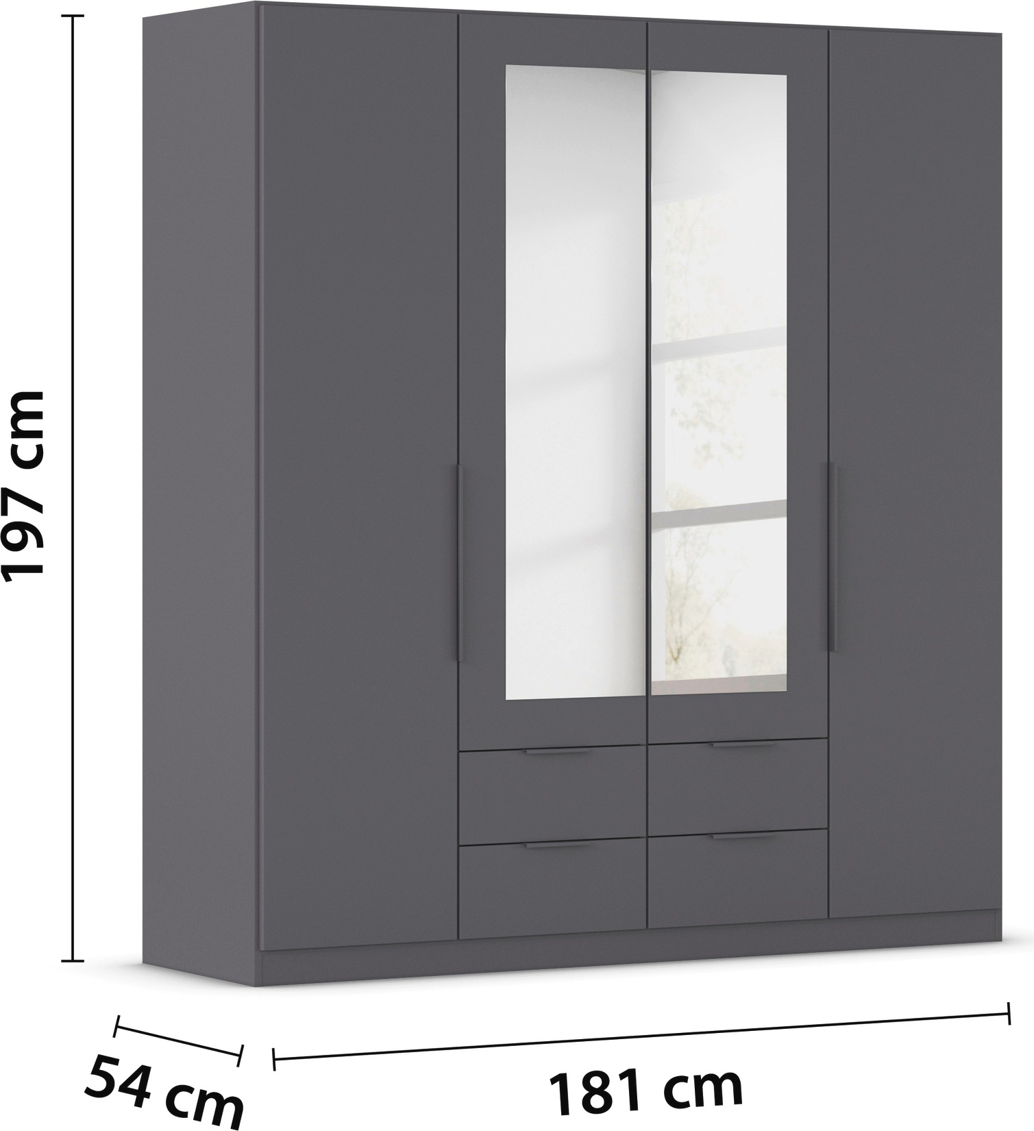 rauch Drehtürenschrank »Kleiderschrank Schrank Garderobe KREFELD optional mit Spiegel«, mit 3 Griff-Varianten, inkl. praktischen Schubladen MADE IN GERMANY
