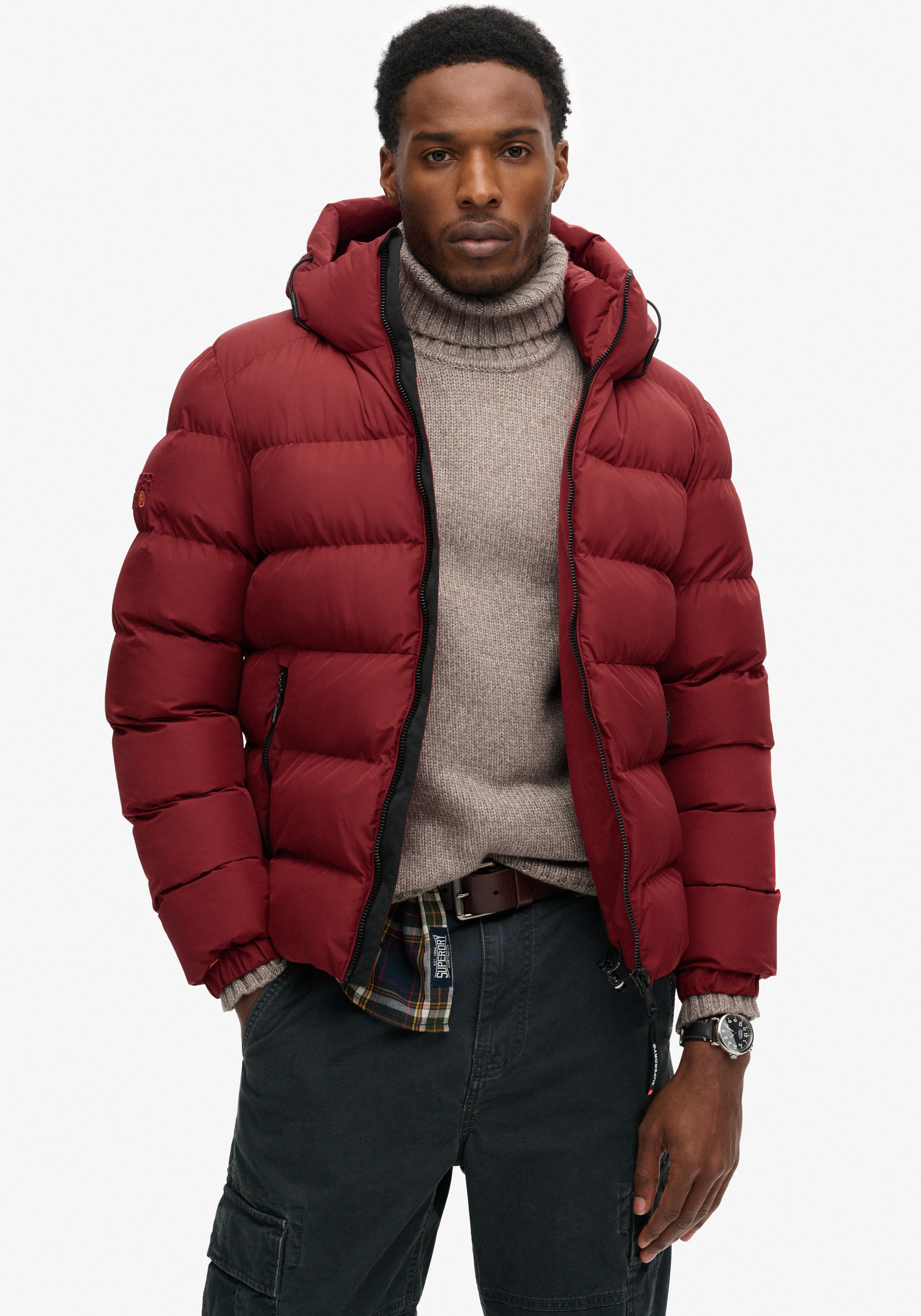 SUPERDRY Steppjacke »HOODED SPORTS PUFFER JACKET« mit Kapuze Red Dahlia XXL XXL Moderne Pufferjacke von Superdry
