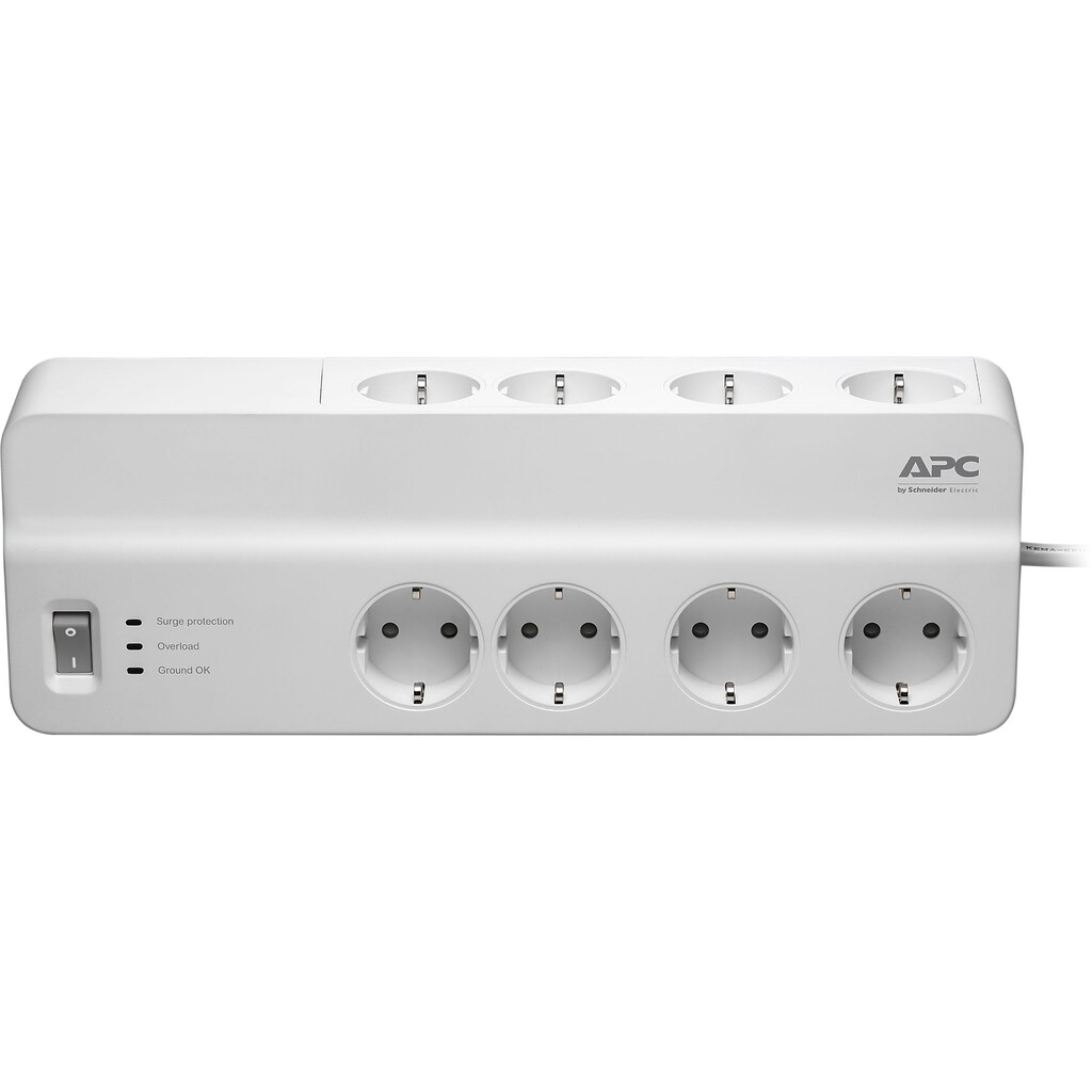 APC Steckdosenleiste »SurgeArrest Essential«, 8-fach, (Ein- / Ausschalter-LED-Statusanzeige-USB-Anschlüsse Kabellänge 2 m)