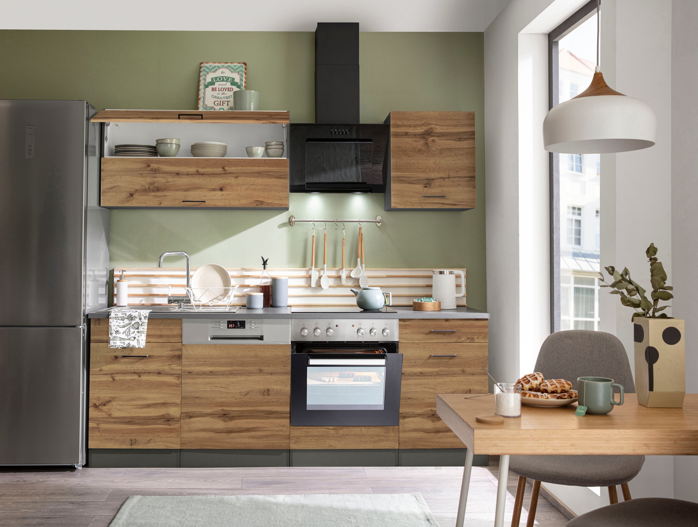 KOCHSTATION Küchenzeile »KS-Trier«, mit E-Geräten, Breite 220 cm
