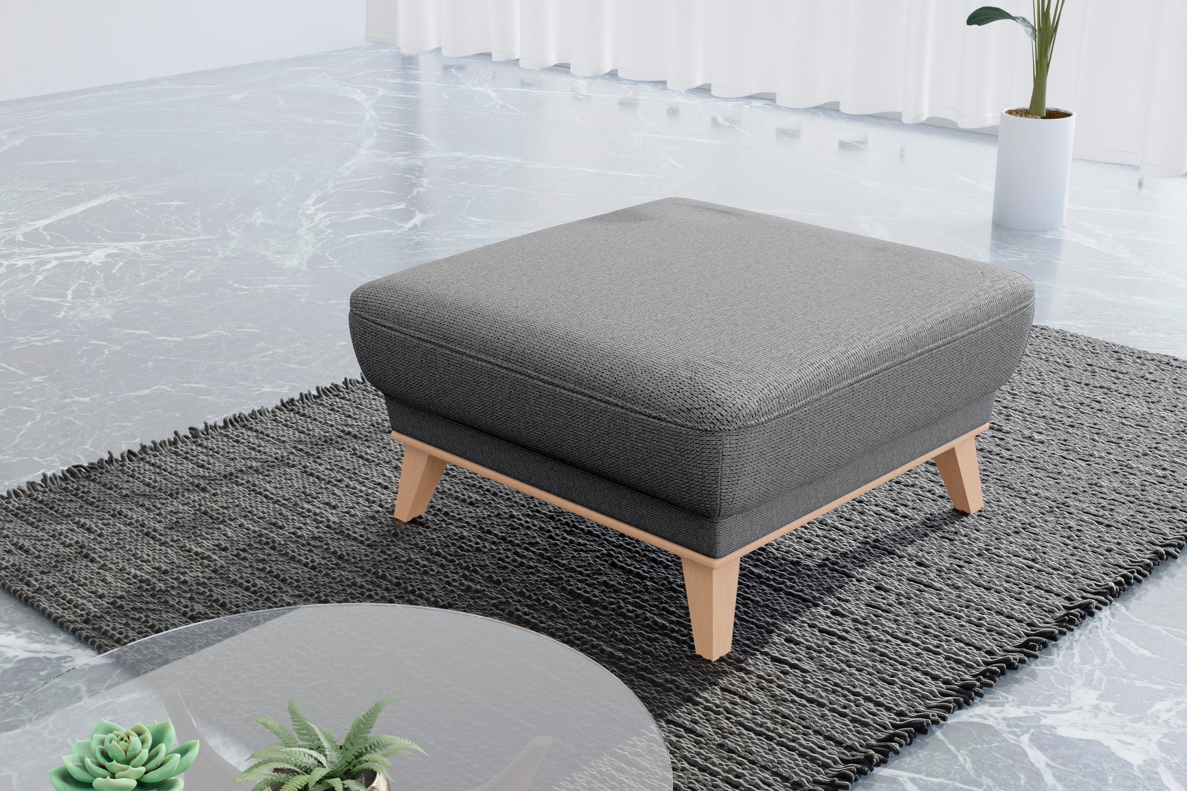 sit&more Polsterhocker »Lavida«, Mit elegantem Holzrahmen günstig online kaufen