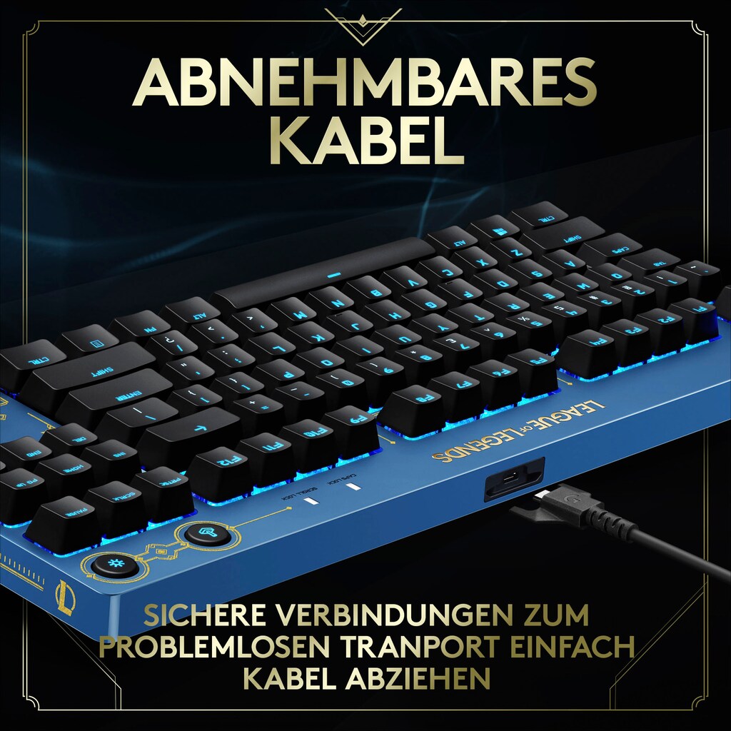 Logitech G Gaming-Tastatur »G PRO League of Legends Edition«, (Funktionstasten-USB-Anschluss-Antirutsch-Füße)