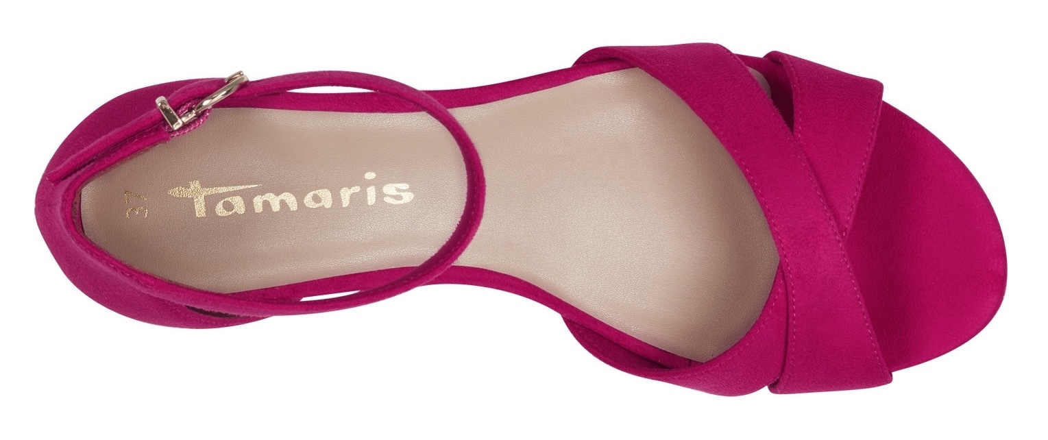 Tamaris Sandalette, Blockabsastz, Sommerschuh, Riemchensandale mit Kreuzbandage