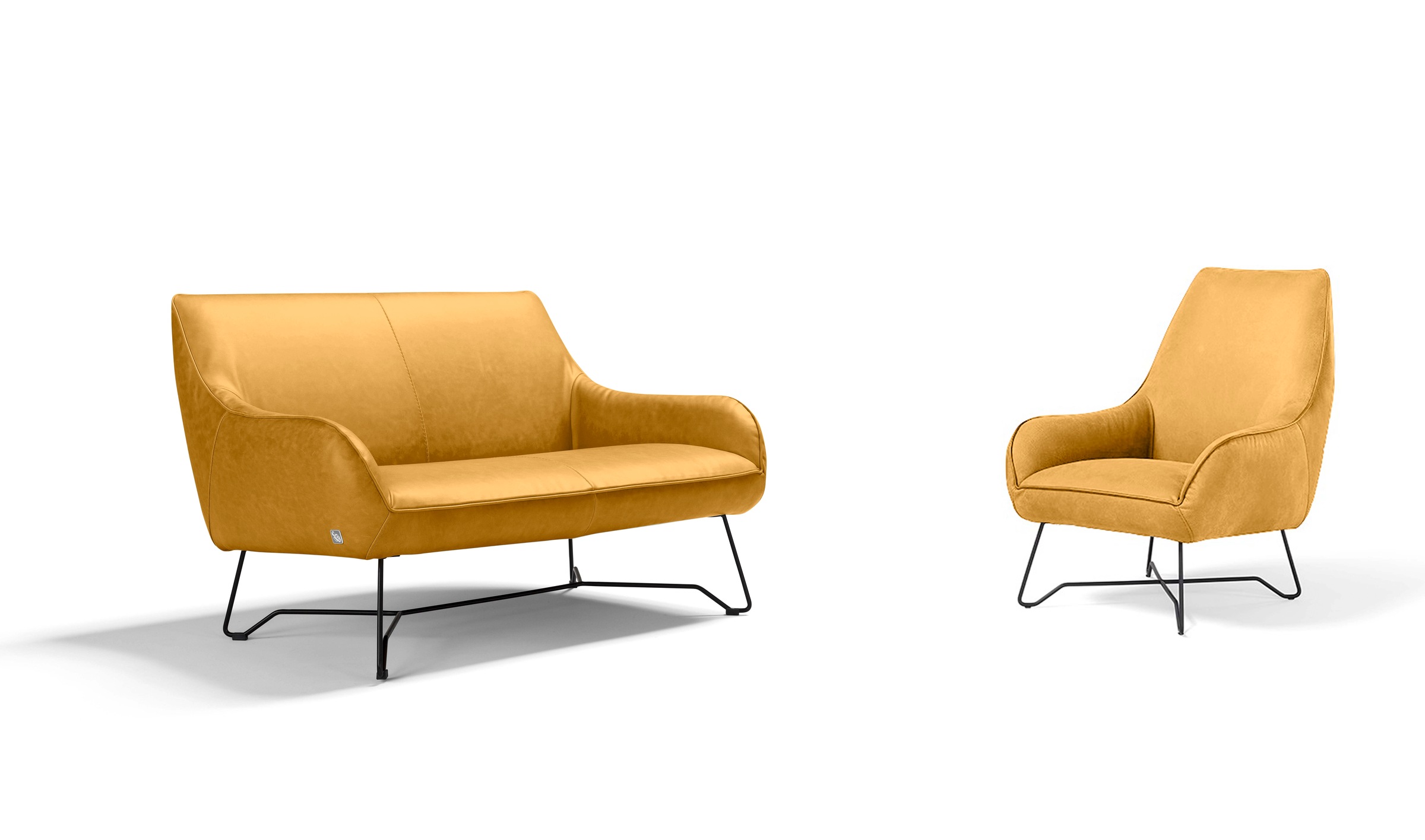 Egoitaliano Polstergarnitur »Namy, Designobjekt mit hohem Sitzkomfort und toller Detailverarbeitung«, Set aus 2-Sitzer und Sessel, edles Metallgestell