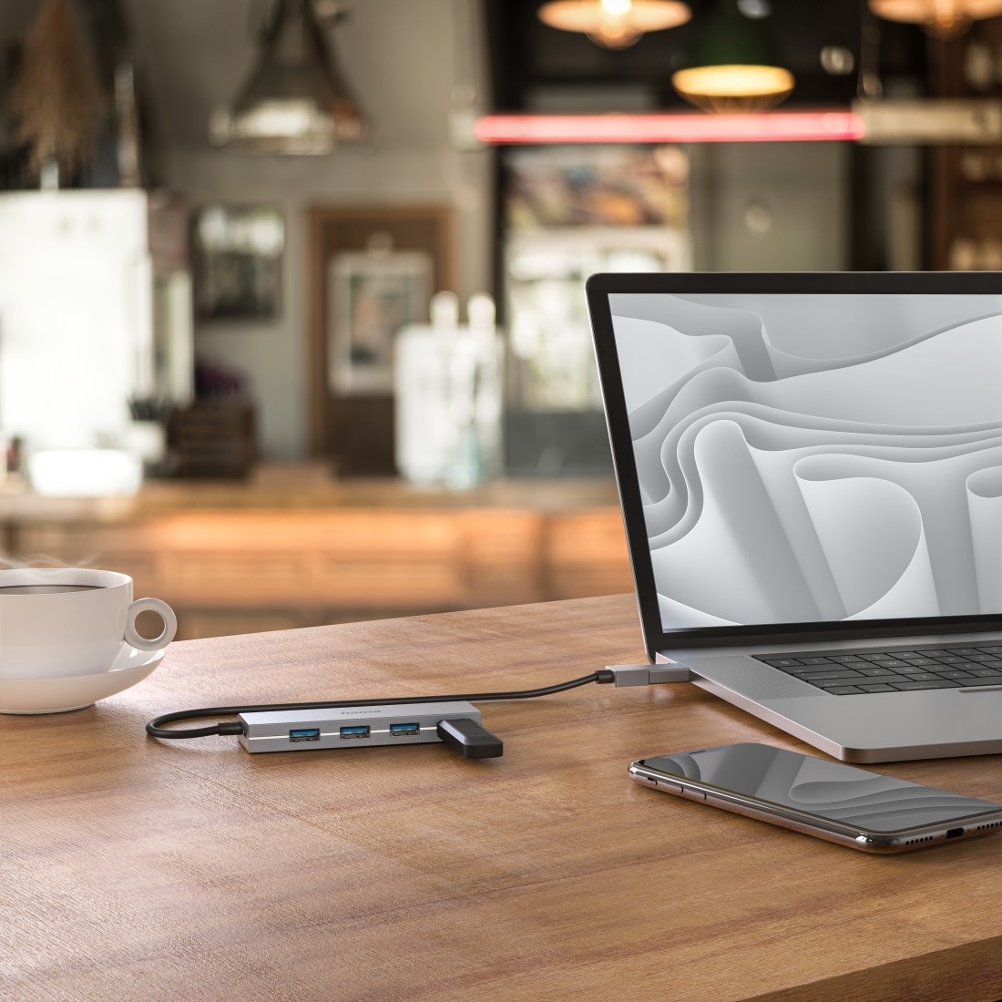 Hama USB-Adapter »USB Hub mit Netzteil und Adapter grau, 4 Ports mit USB C und USB Typ A«, USB Typ A-USB Typ C zu USB Typ A, 100 cm