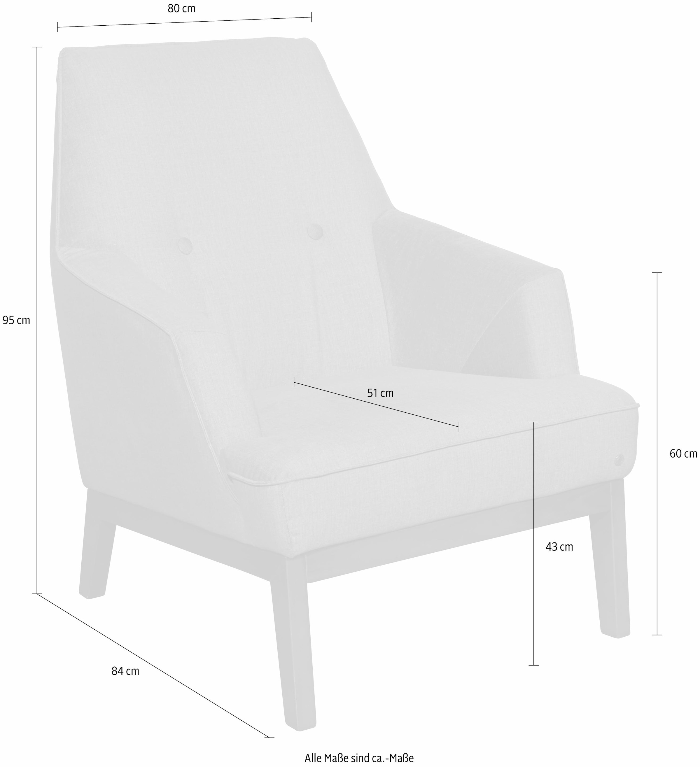 TOM TAILOR HOME Sessel »COZY«, im Retrolook, mit Kedernaht und Knöpfung,  Füße Buche natur online bestellen