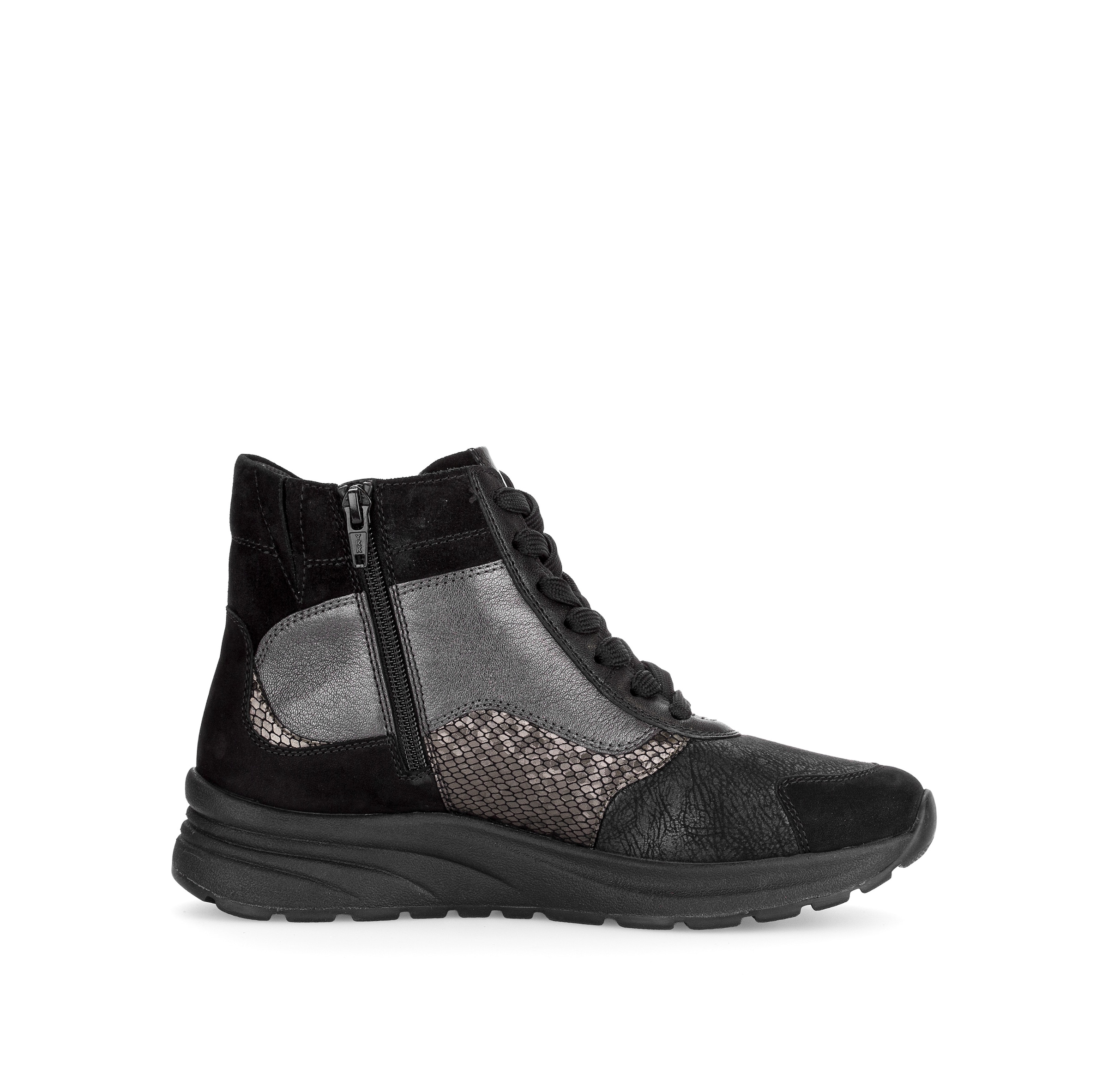 Gabor Schnürboots  Keilsneaker mit Kontrasbesatz in Reptilienoptik, Weite K (=extraweit)