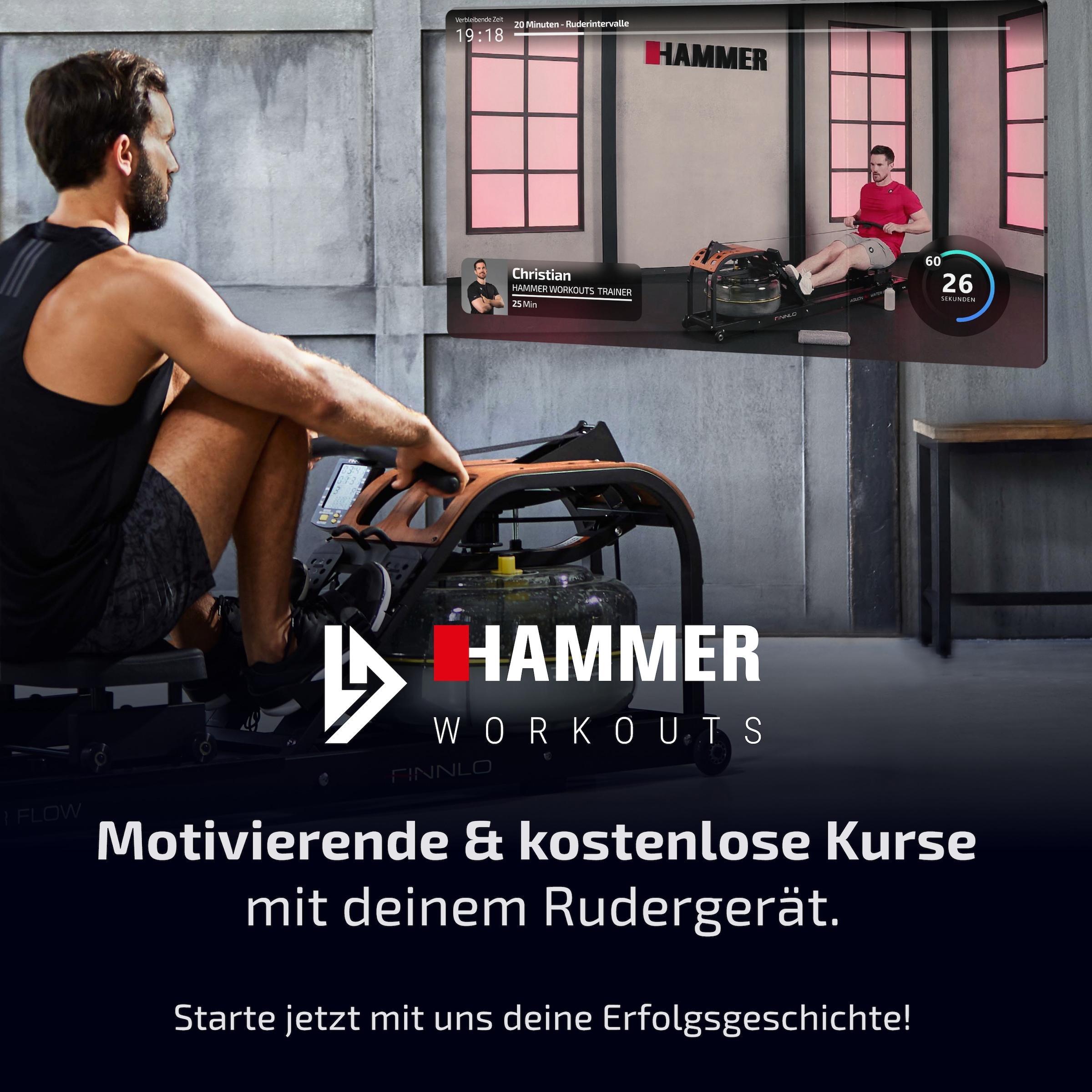 Hammer Rudergerät »POWER ROWER PRO II«, mit 8-facher manueller Widerstandsverstellung