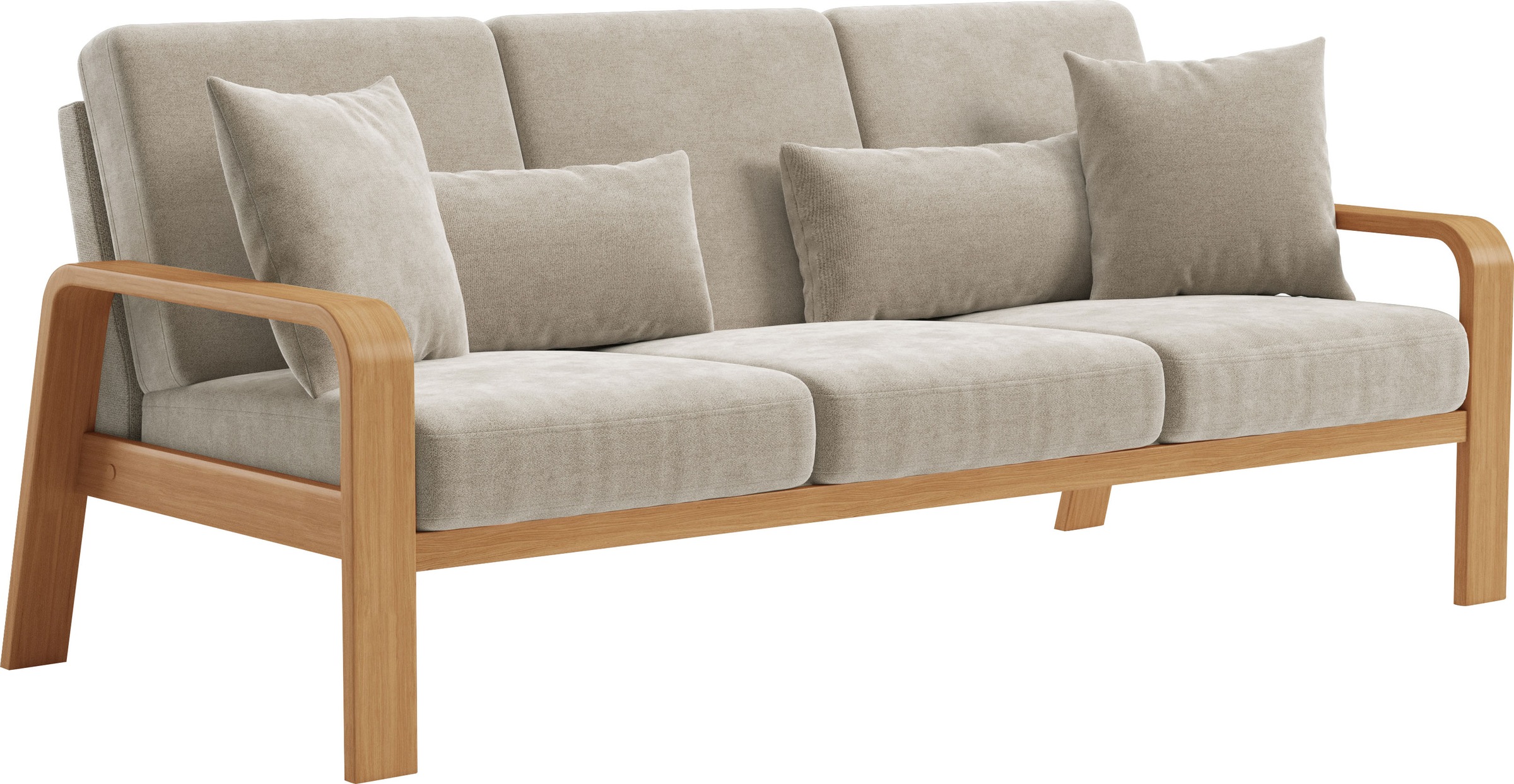sit&more 3-Sitzer »Kolding«, Armlehnen aus eichefarbigem Buchenholz, verschiedene Bezüge und Farben